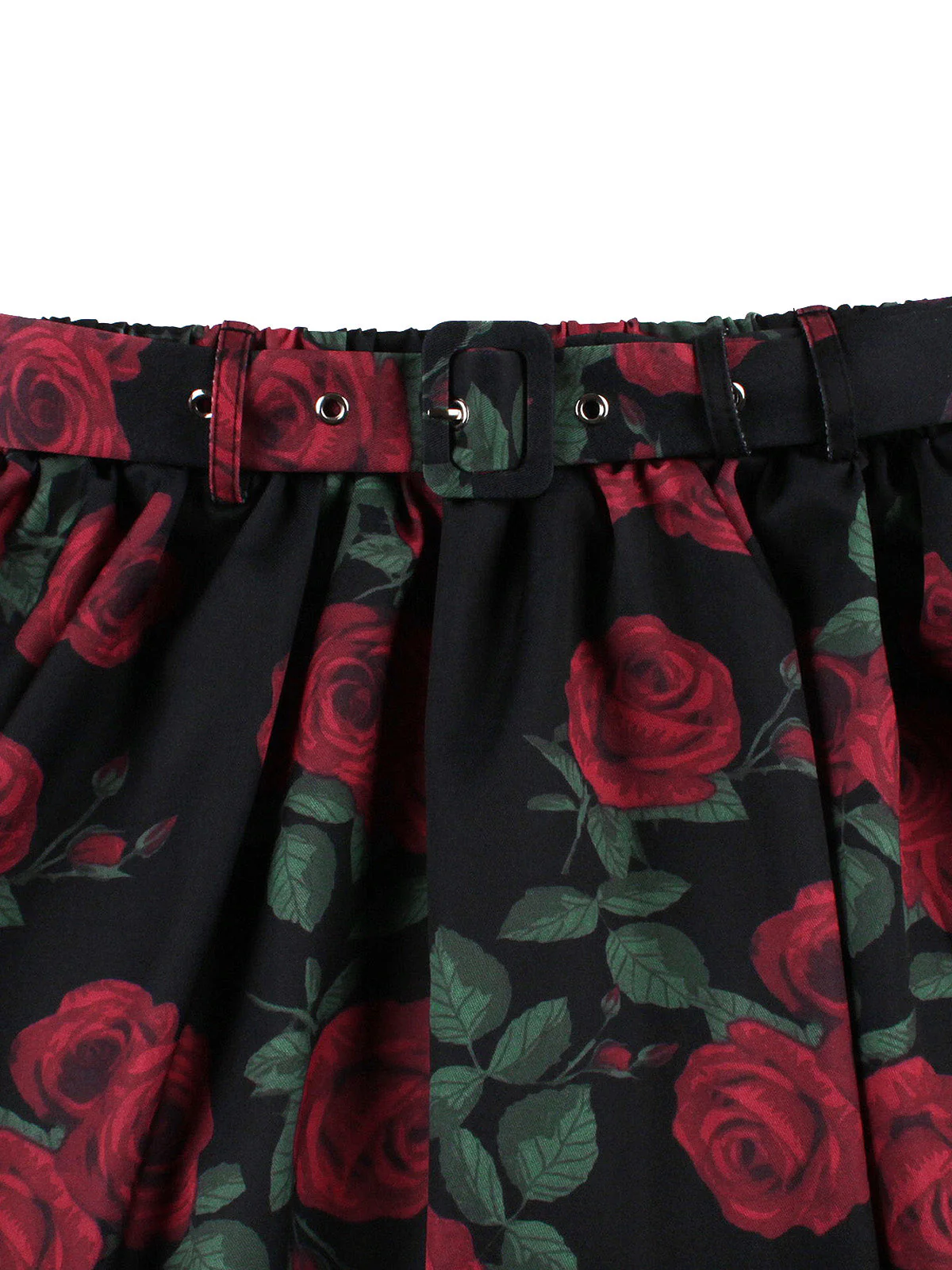 Jupe Plissée Imprimé Rose Rouge Années 50 - Image 4