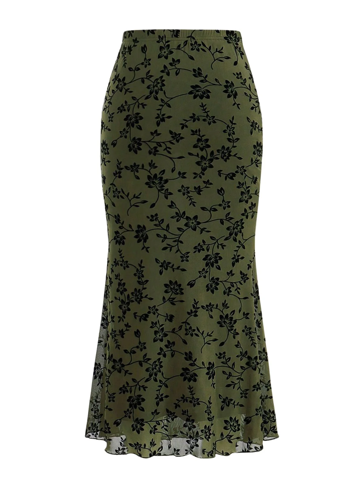 Jupe sirène maxi imprimé floral floqué années 1930 - Image 2