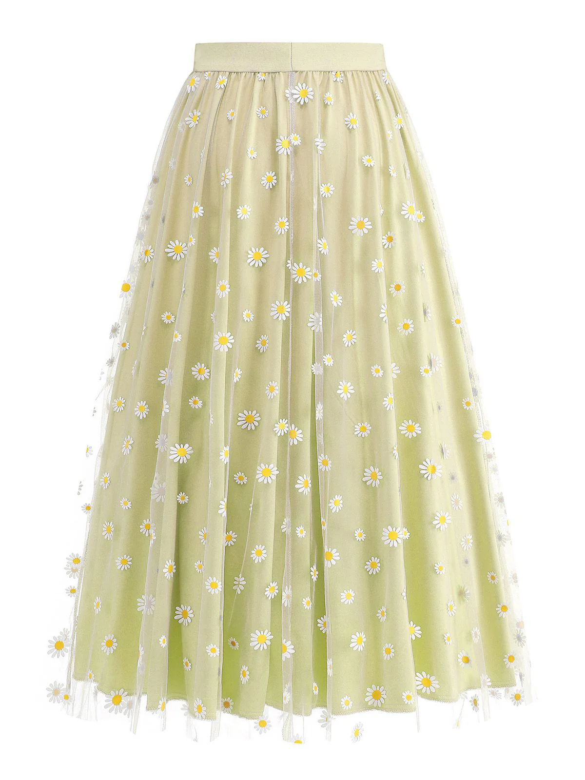 Jupe trapèze taille haute en maille marguerite des années 1940