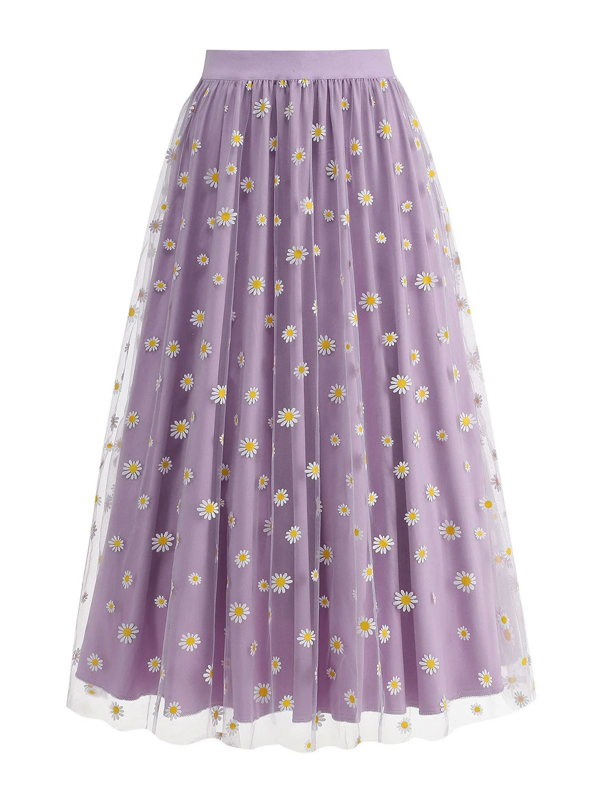 Jupe trapèze taille haute en maille marguerite des années 1940 - Image 7