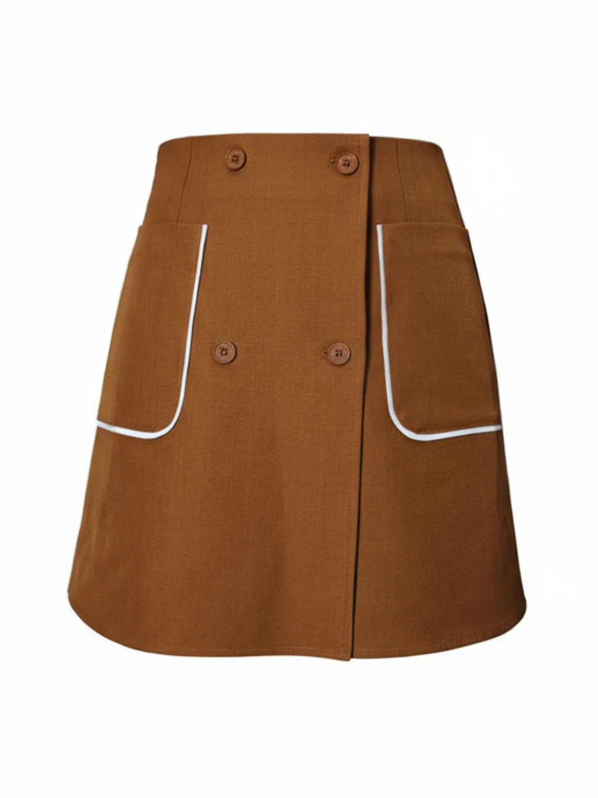 Jupe trapèze taille haute marron avec poches années 1980