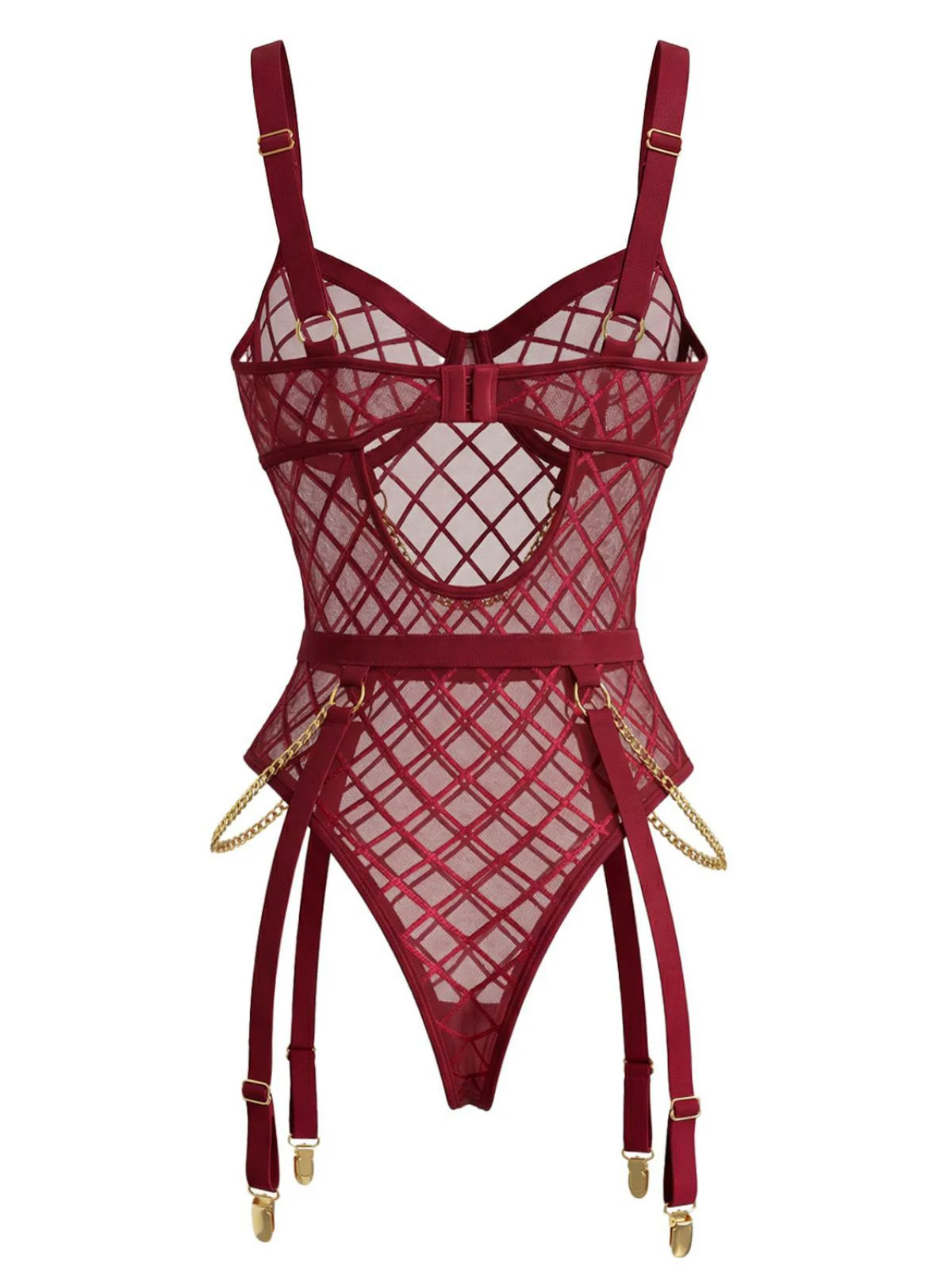 Lingerie en résille transparente à bretelles et chaînes années 1970 - Image 4