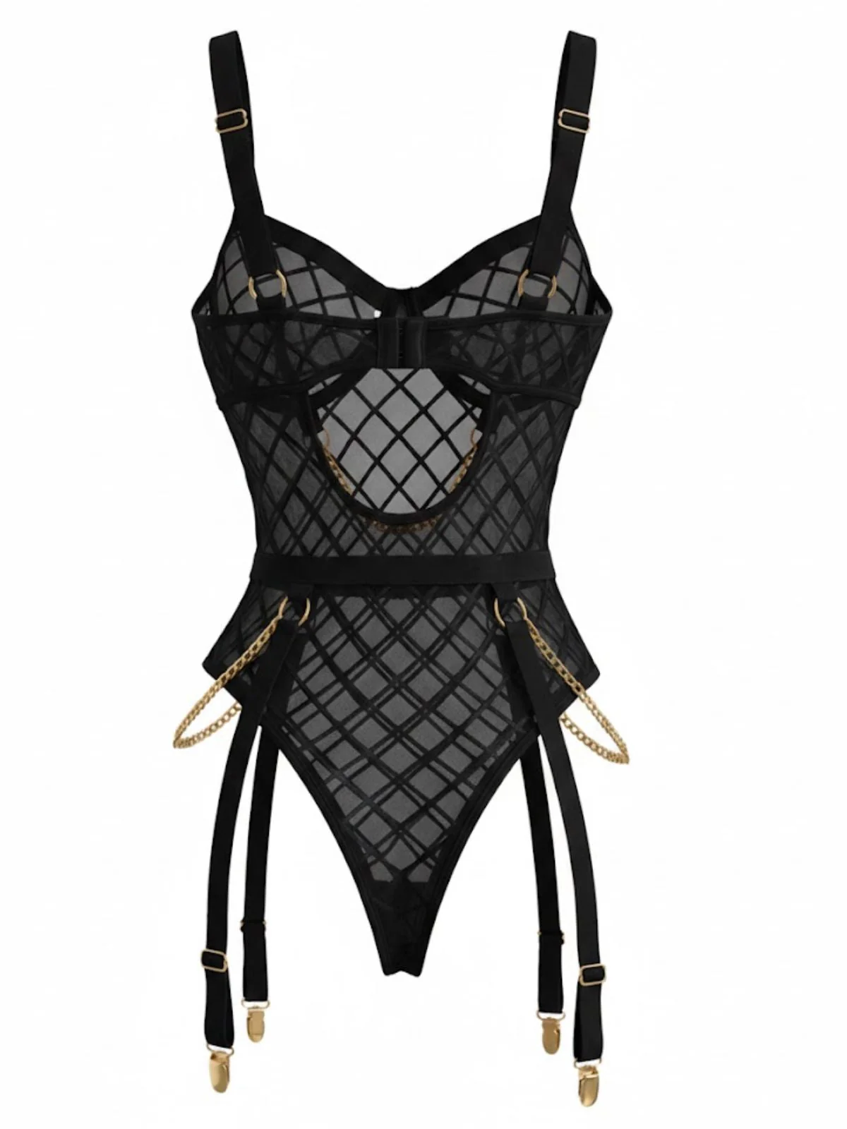 Lingerie en résille transparente à bretelles et chaînes années 1970 - Image 8