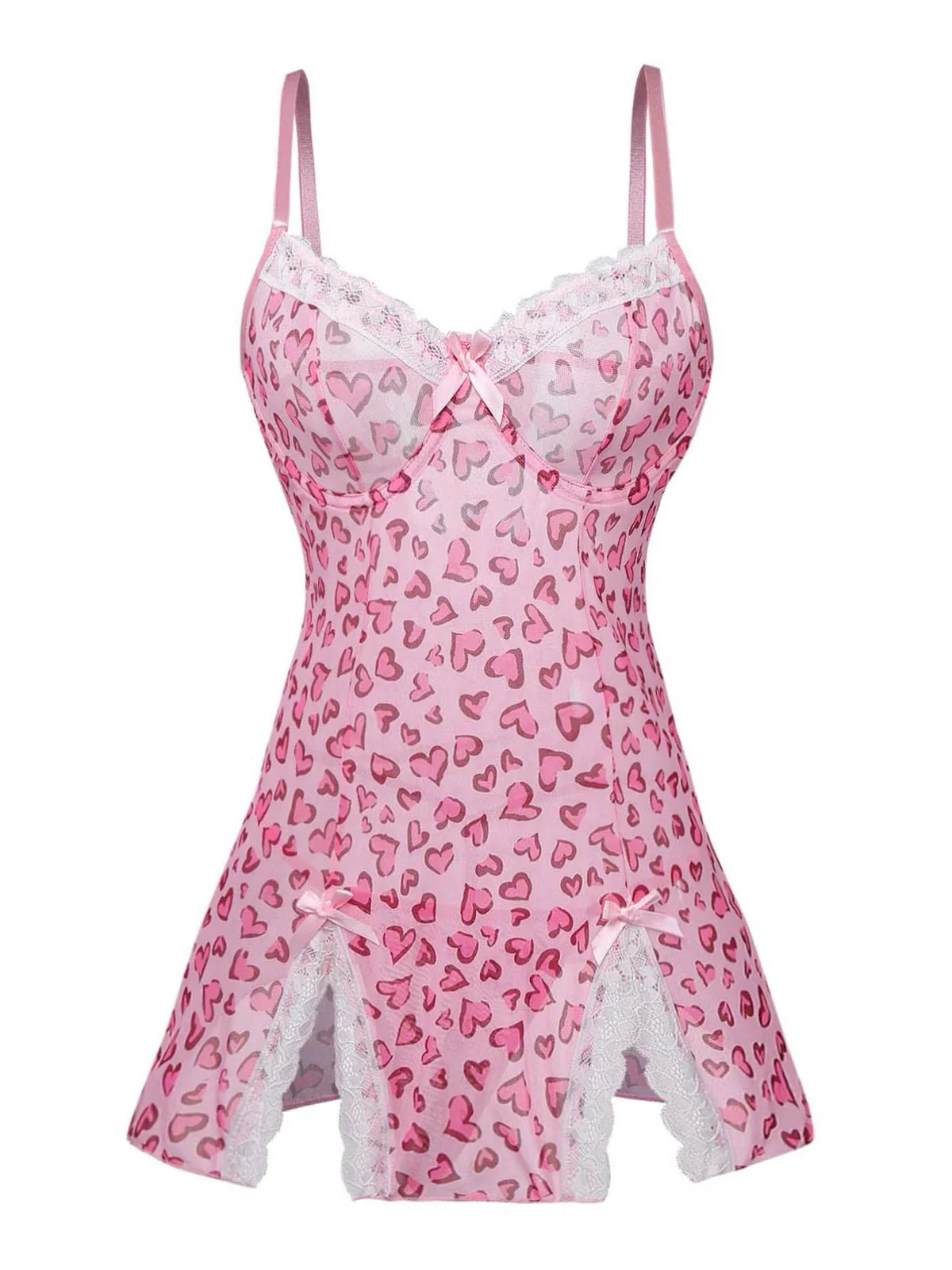 Lingerie Imprimé Léopard Dentelle Rose Pêche Années 1950 - Image 2