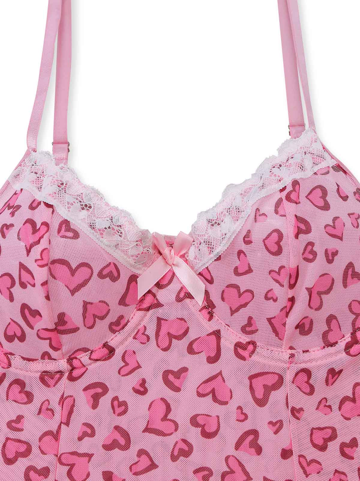 Lingerie Imprimé Léopard Dentelle Rose Pêche Années 1950 - Image 4
