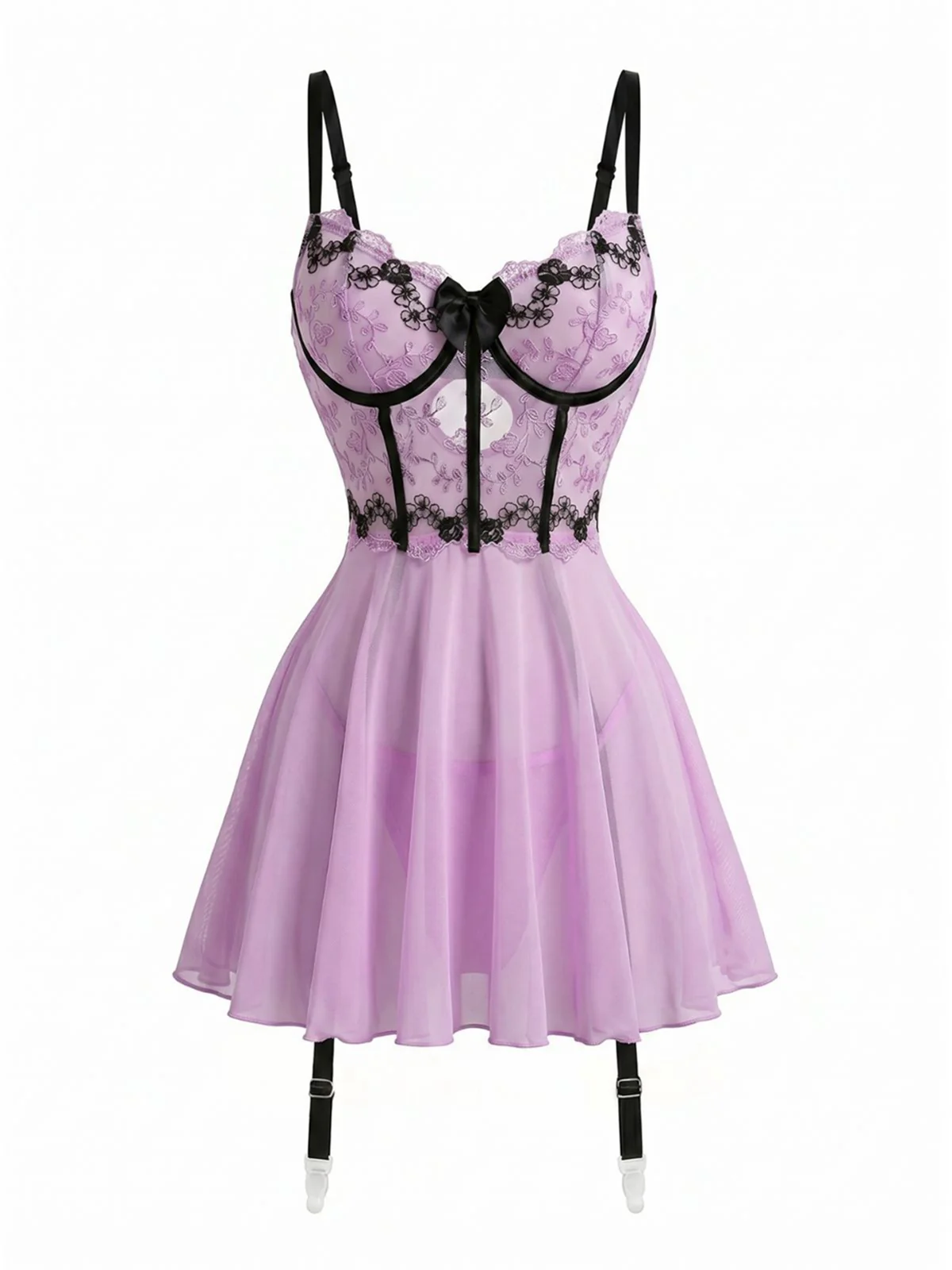 Lingerie Sensuelle Lavande Dentelle Porte-Jarretelles Années 60