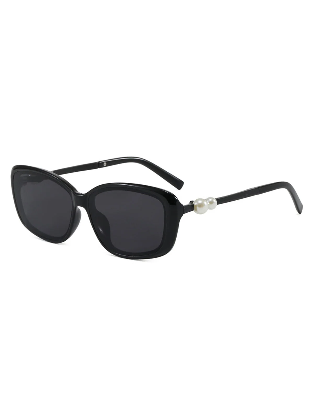Lunettes De Soleil Carrées Perle Noir Vintage