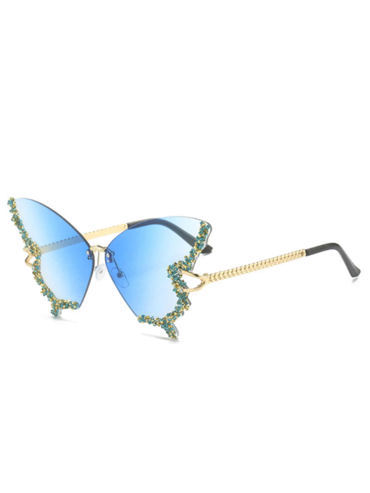 Lunettes de soleil vintage en strass papillon dégradé - Image 3