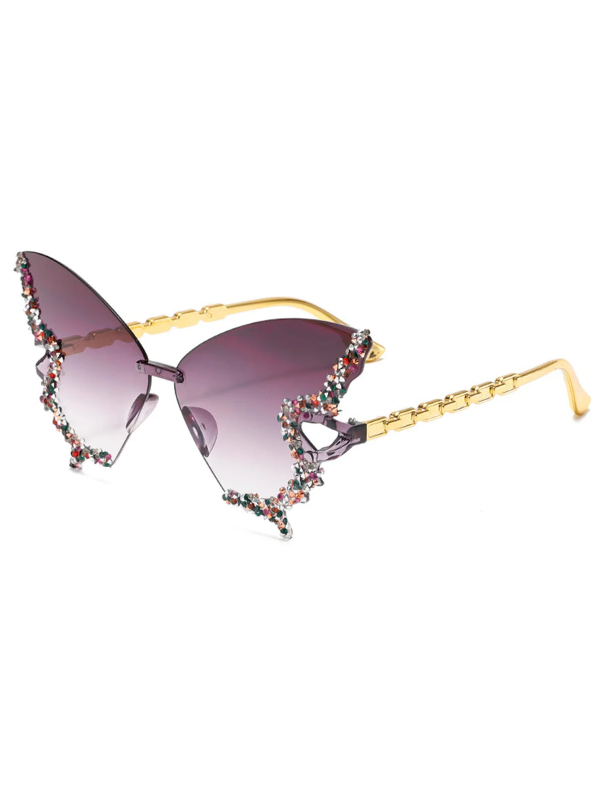 Lunettes soleil sans monture forme papillon verres dégradés