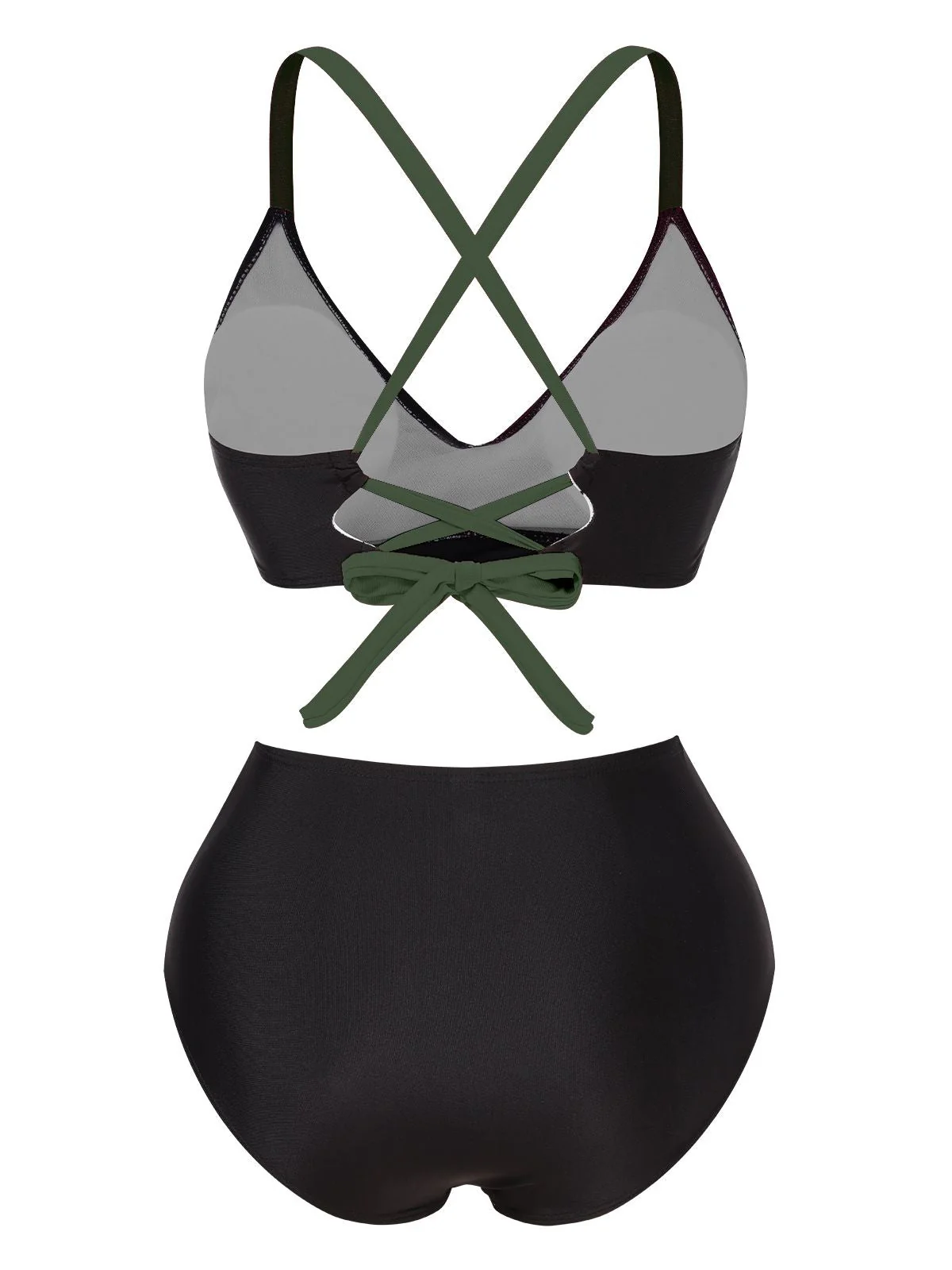 Maillot de bain à bretelles croisées dans le dos contraste de couleurs des années 1950 - Image 5