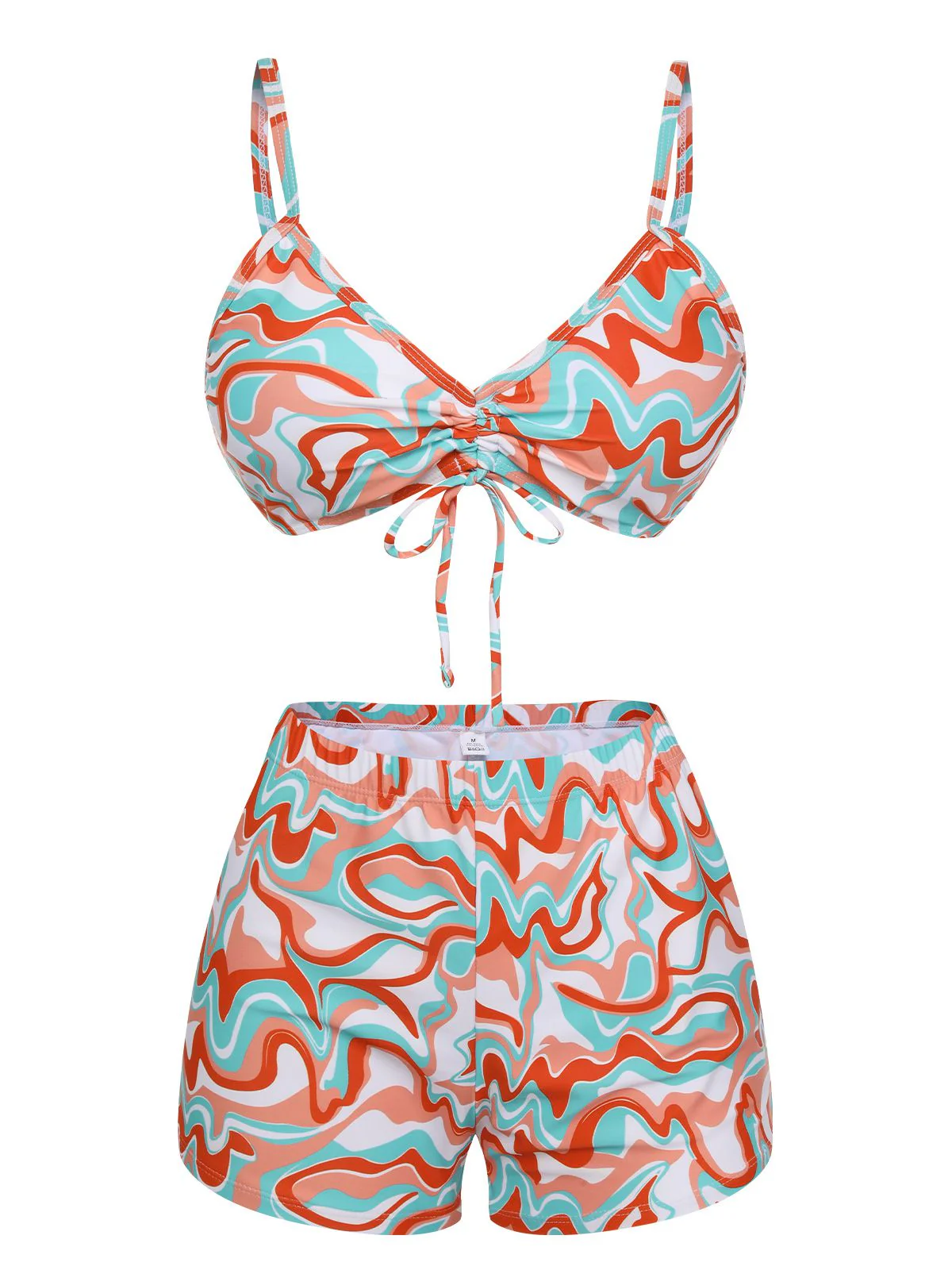 Maillot de bain à cordon de serrage à imprimé marbré des années 1950 avec cache-maillot - Image 3