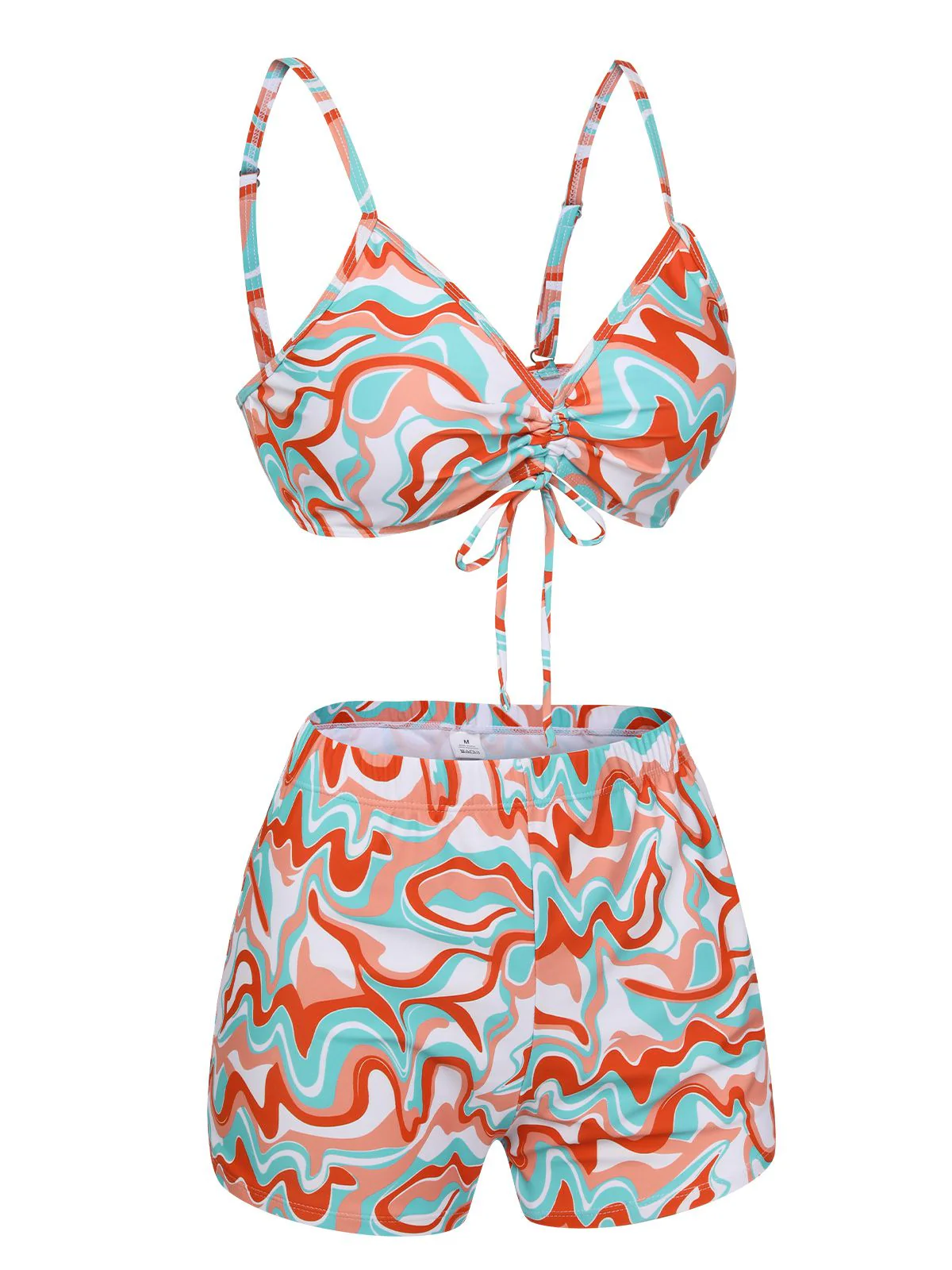 Maillot de bain à cordon de serrage à imprimé marbré des années 1950 avec cache-maillot - Image 4