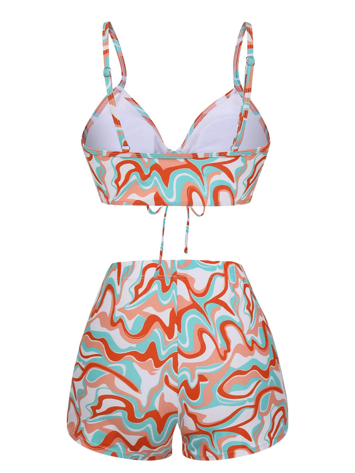 Maillot de bain à cordon de serrage à imprimé marbré des années 1950 avec cache-maillot - Image 5