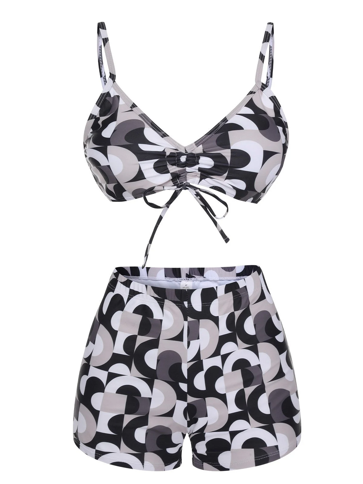Maillot de bain à cordon de serrage à imprimé marbré des années 1950 avec cache-maillot - Image 7