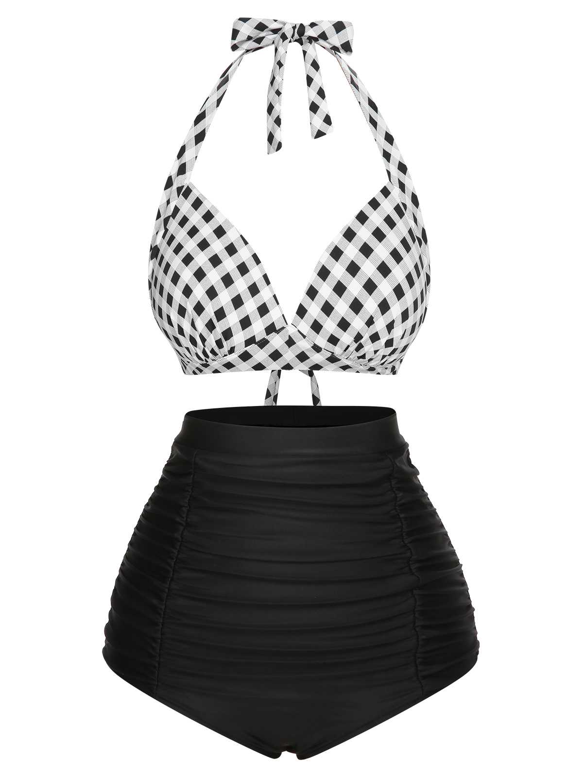 Maillot de bain à lacets à carreaux licou des années 1950 - Image 17