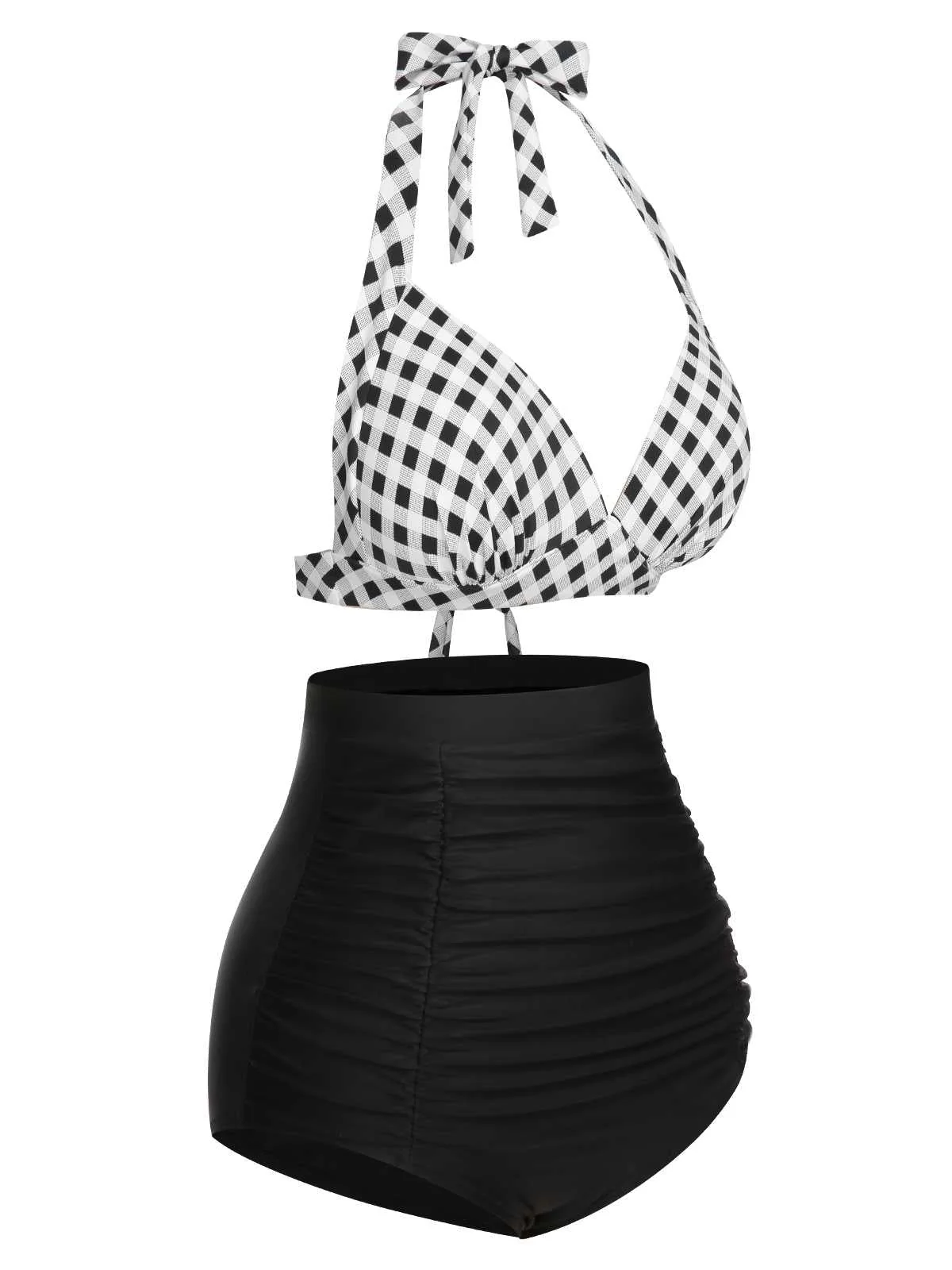 Maillot de bain à lacets à carreaux licou des années 1950 - Image 18