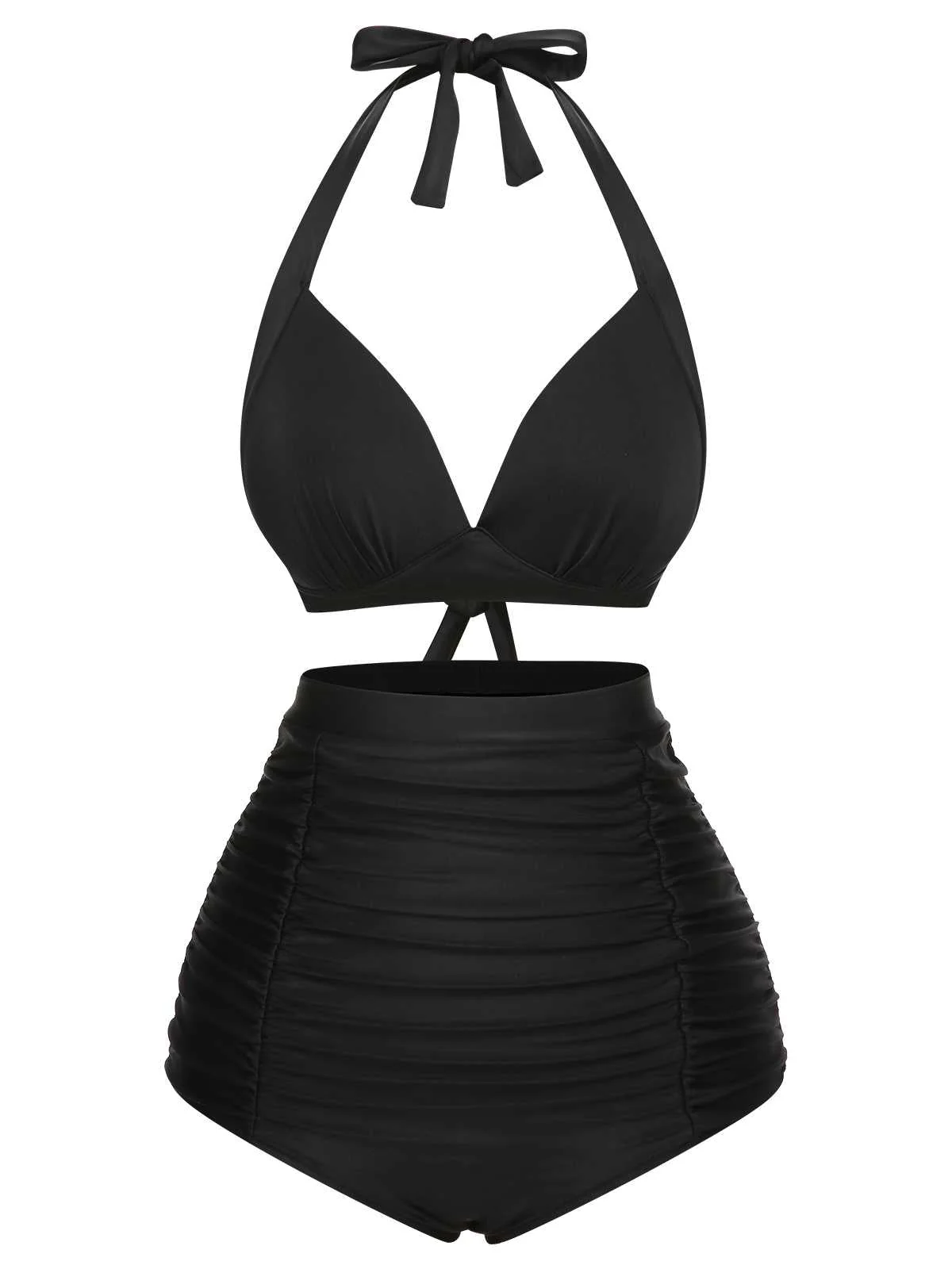 Maillot de bain à lacets à carreaux licou des années 1950 - Image 2
