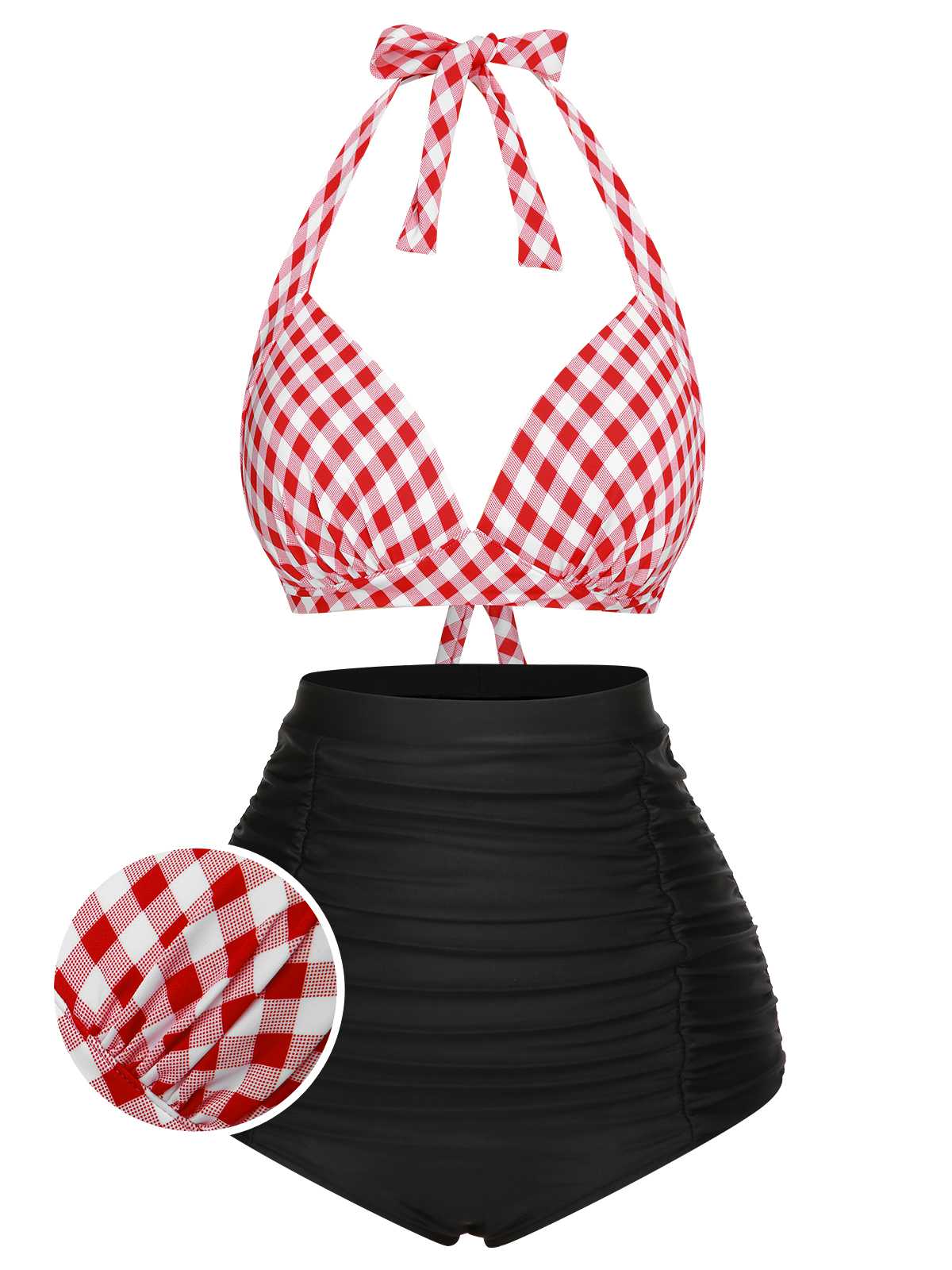 Maillot de bain à lacets à carreaux licou des années 1950 - Image 9