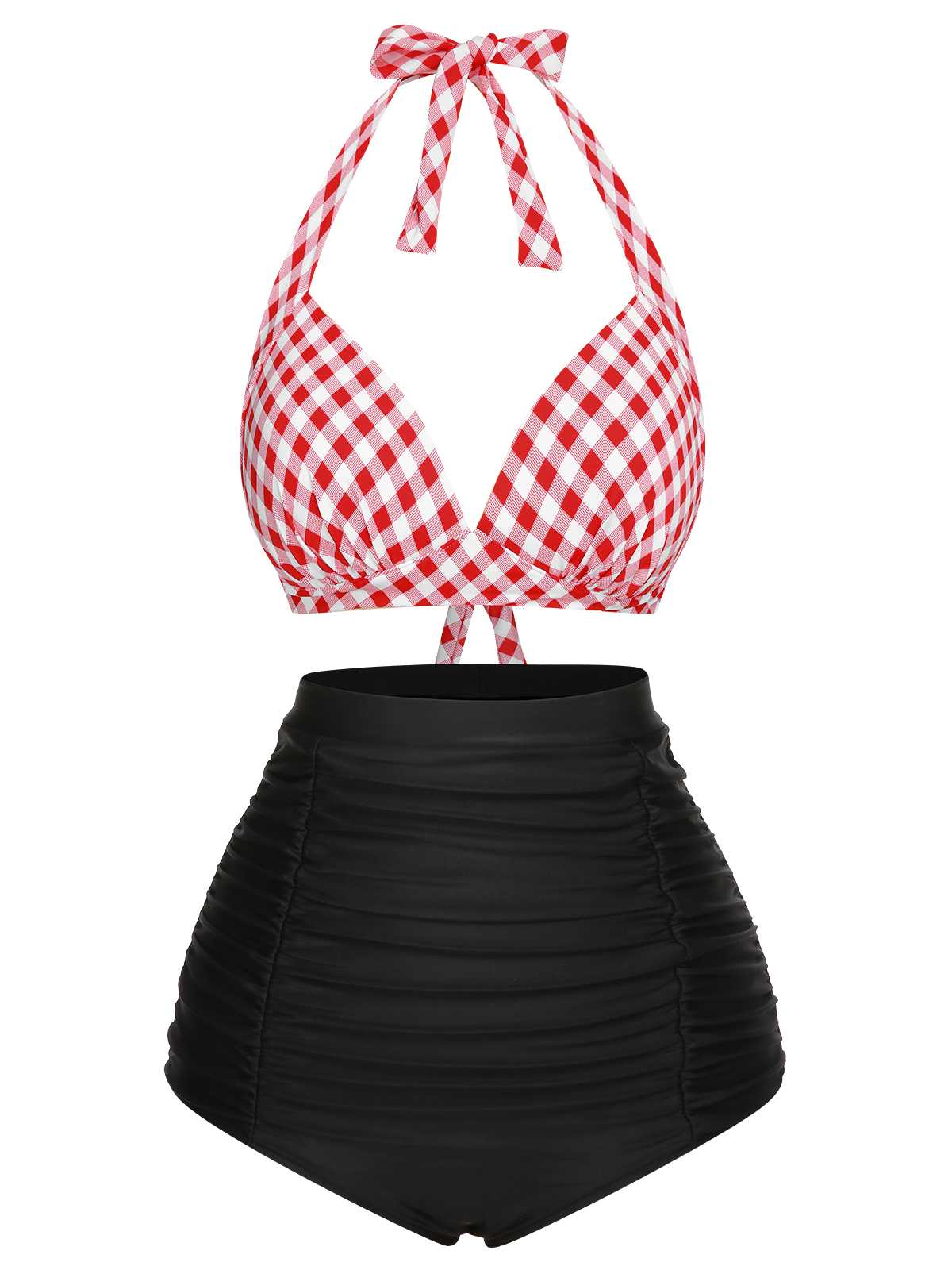 Maillot de bain à lacets à carreaux licou des années 1950 - Image 11