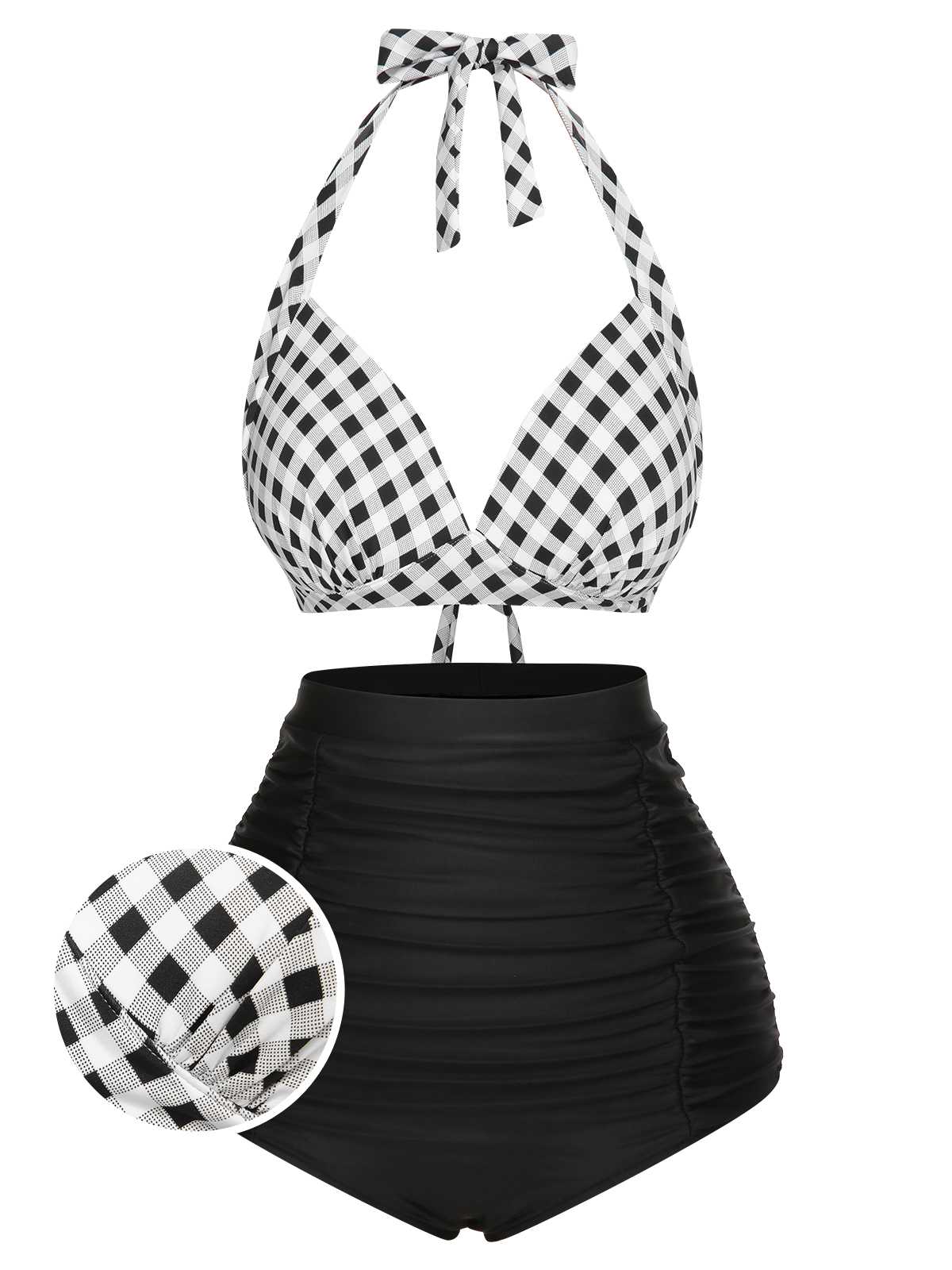 Maillot de bain à lacets à carreaux licou des années 1950 - Image 16