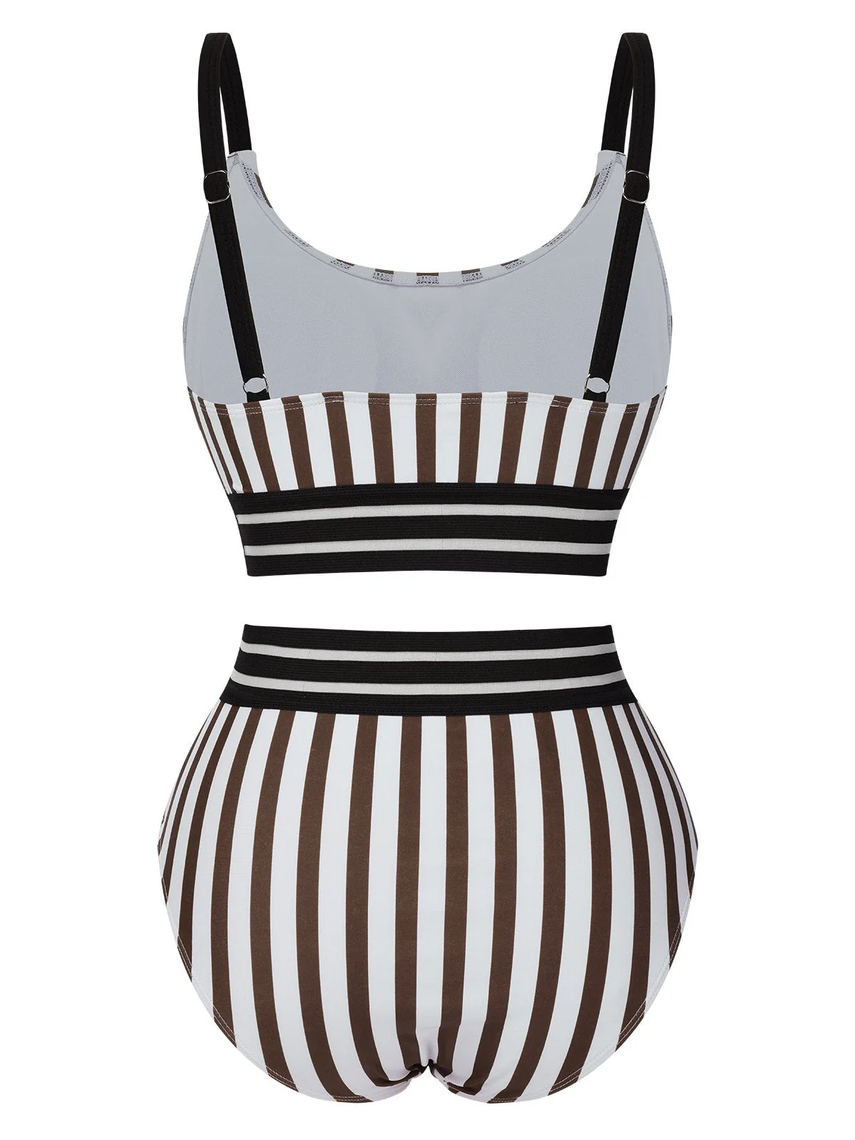 Maillot de bain à rayures verticales et col en U des années 1950 - Image 2