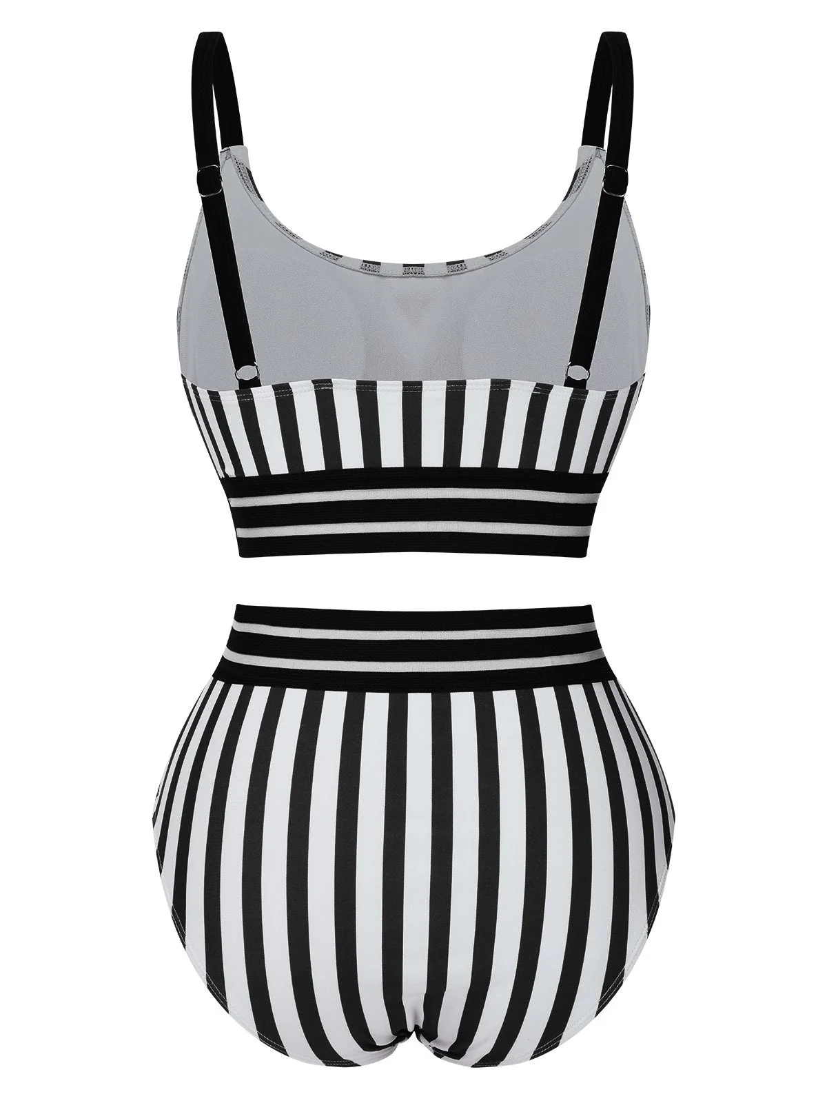 Maillot de bain à rayures verticales et col en U des années 1950 - Image 5