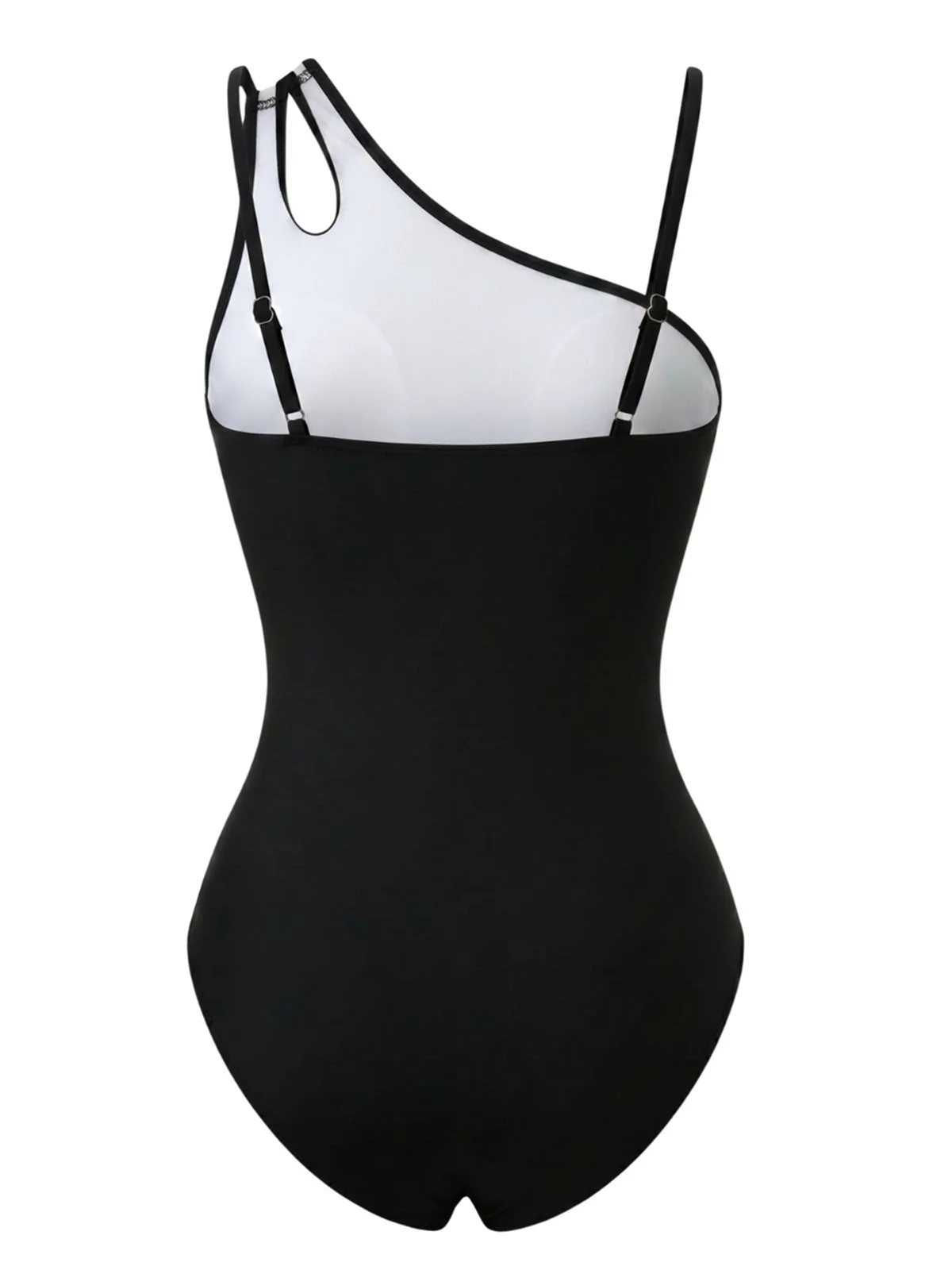 Maillot de bain asymétrique uni colorblock années 60 - Image 4