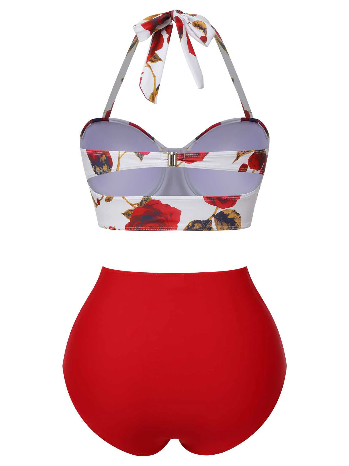Maillot de bain bleu dos nu Roses des années 1940 - Image 6