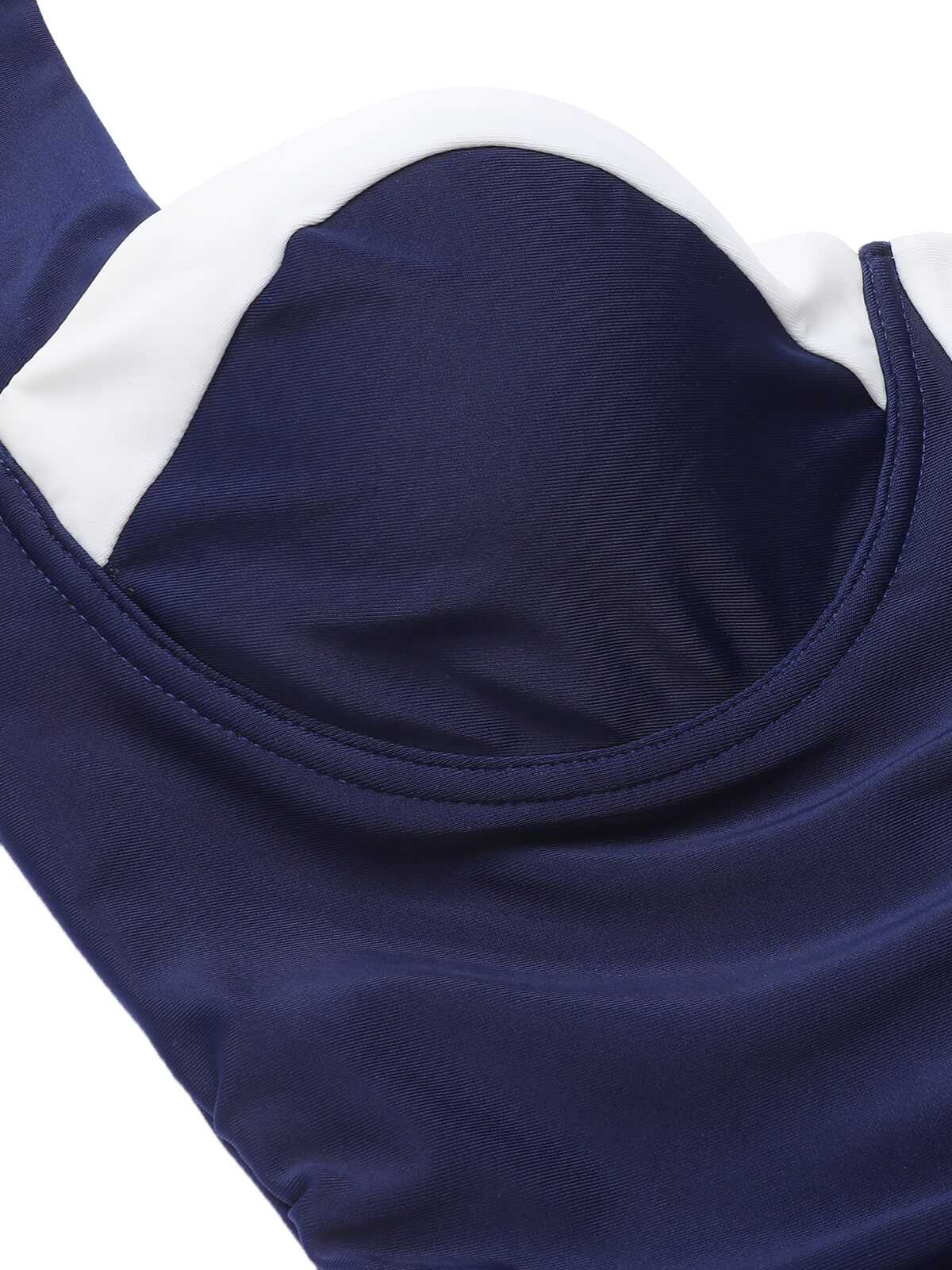 Maillot de bain bleu marine à licou plissé années 1950 - Image 7