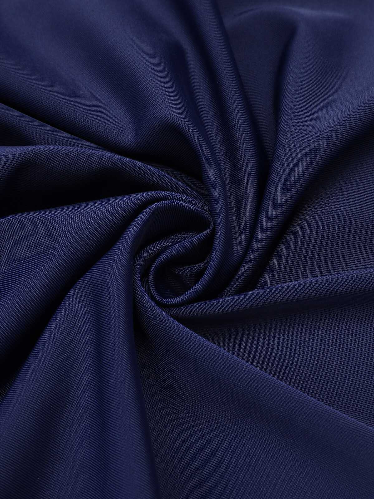 Maillot de bain bleu marine à licou plissé années 1950 - Image 9