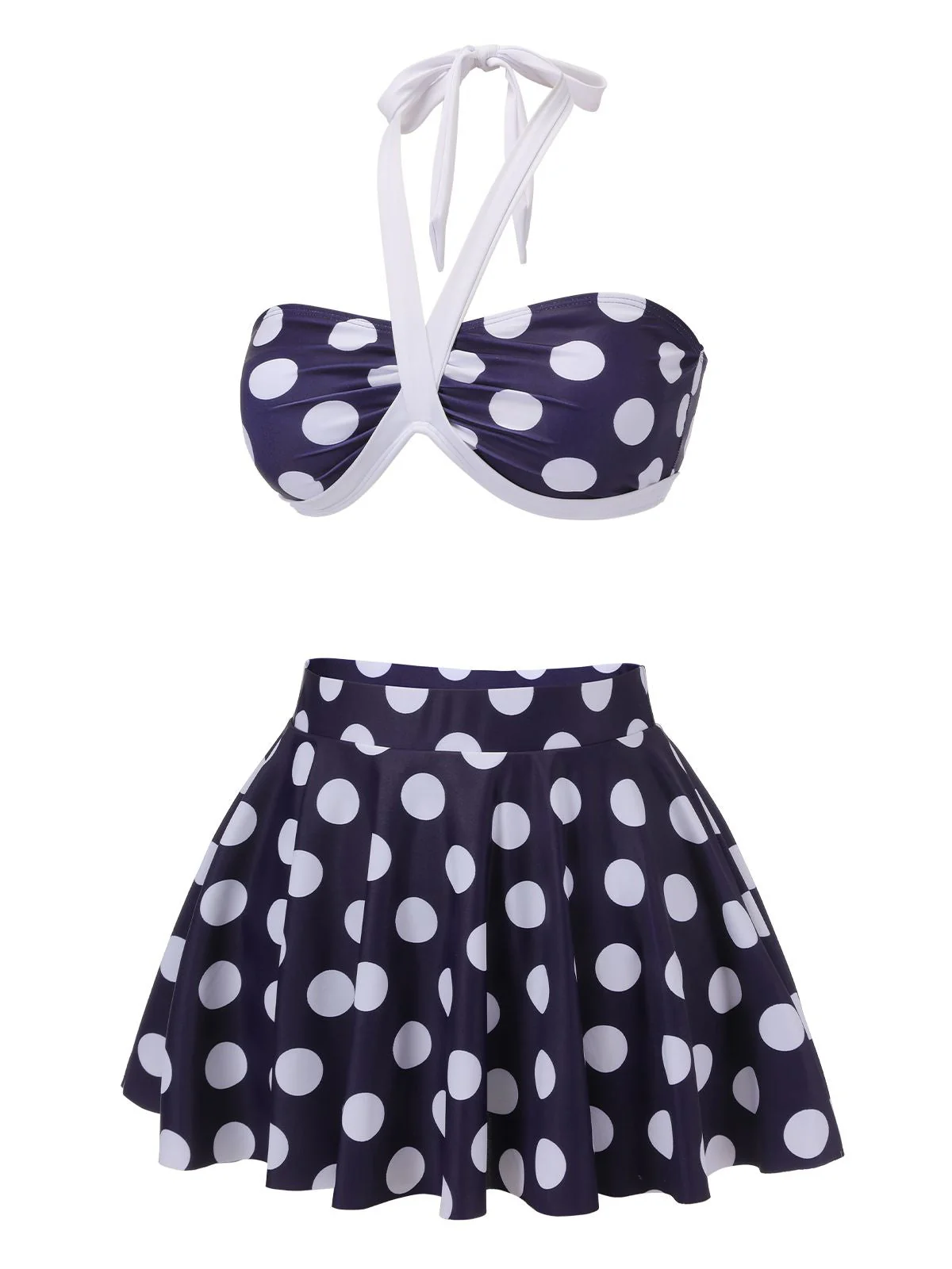 Maillot de bain bleu marine à pois années 1940 - Image 3