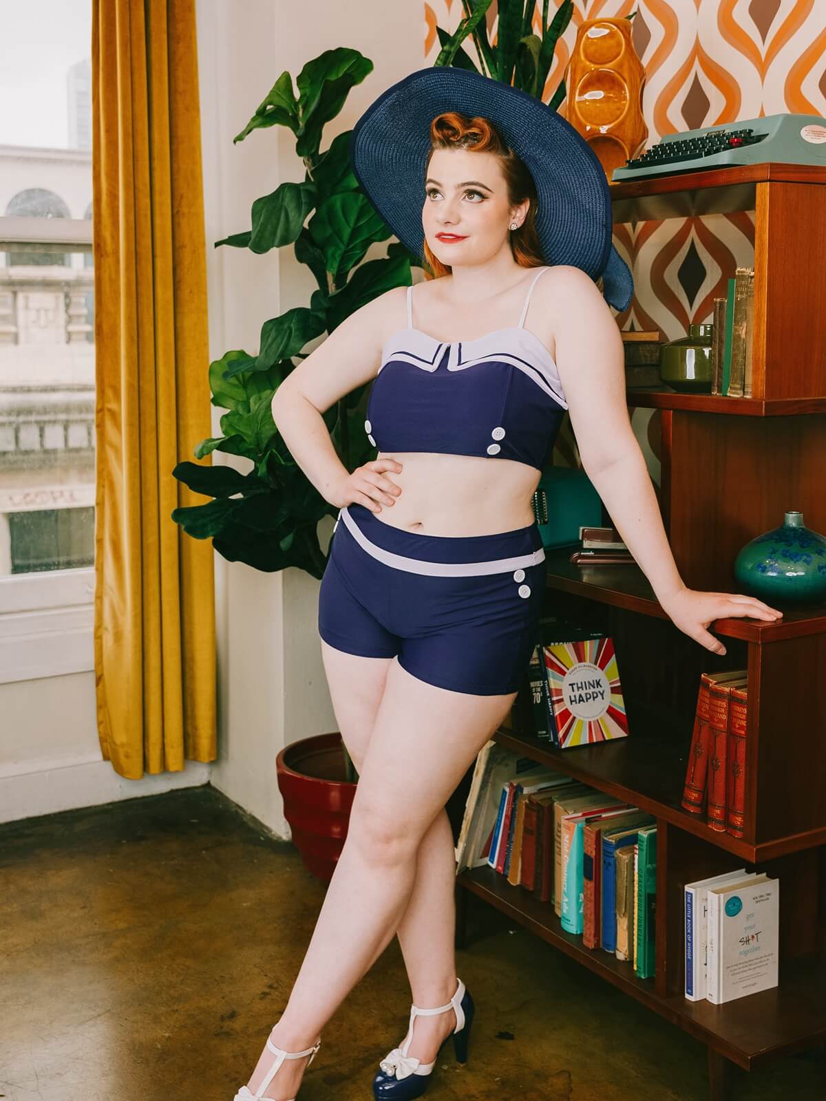 Maillot de Bain Boutons Spaghetti Bleu Marine - Image 6