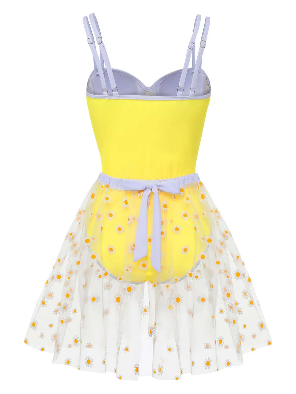 Maillot de bain à bretelles jaune et cache-maillot marguerite des années 1950 - Image 5