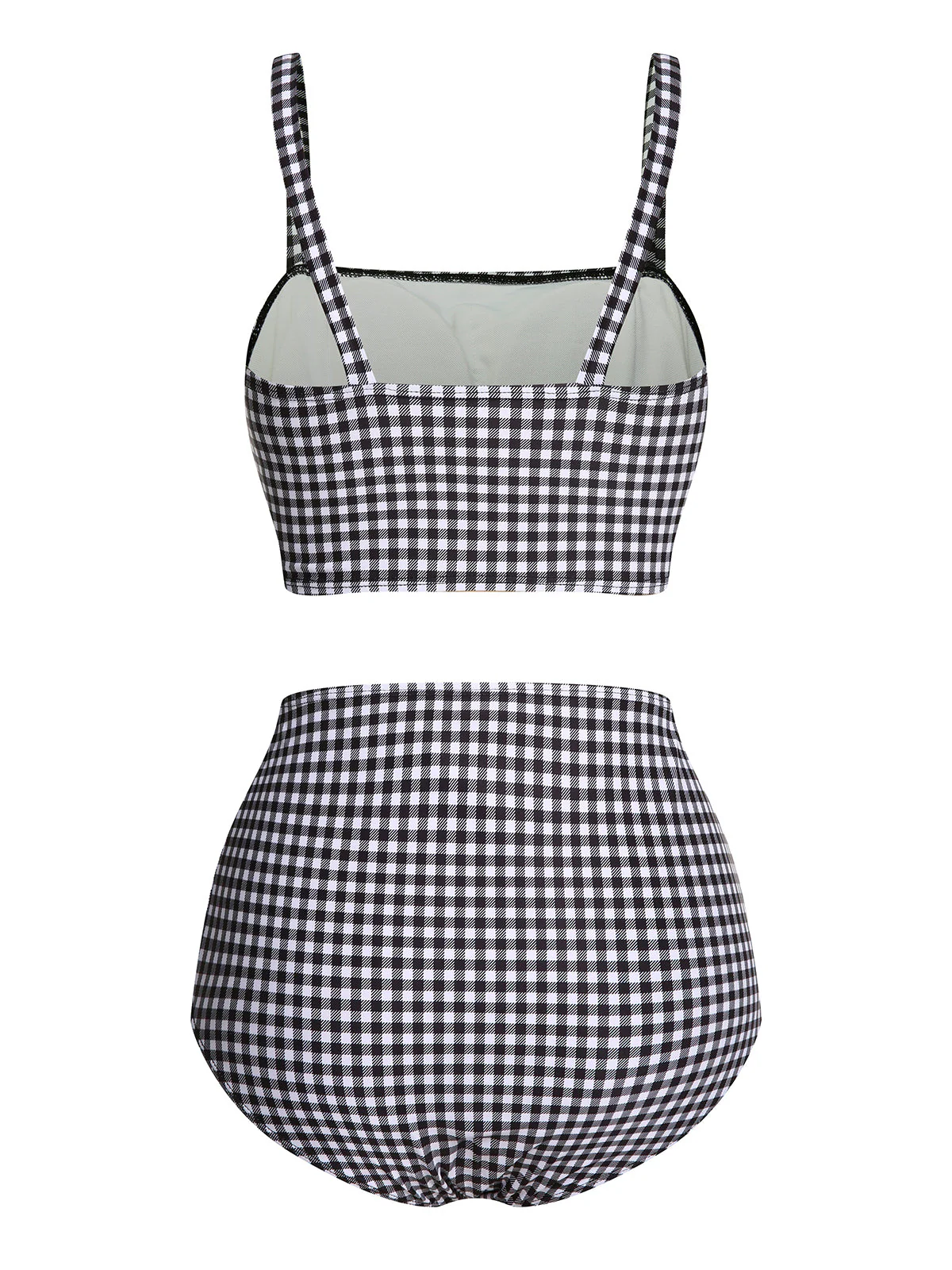 Maillot de bain à carreaux blanc et noir 1940s à bretelles - Image 4