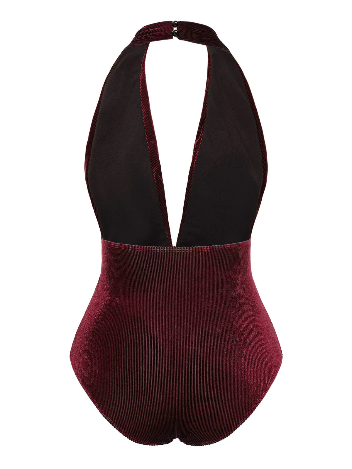 Maillot de bain col V profond en velours vert foncé des années 1970 - Image 10