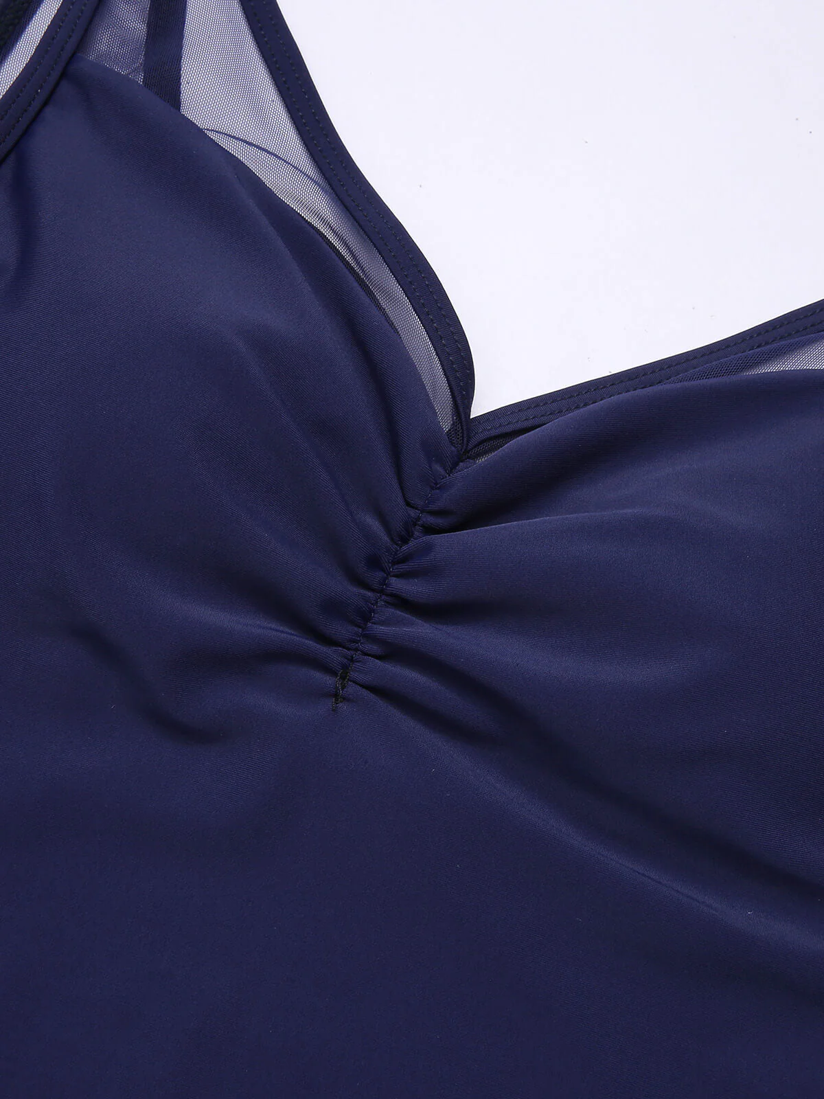 Maillot de bain croisé dos uni bleu profond des années 1930 - Image 4