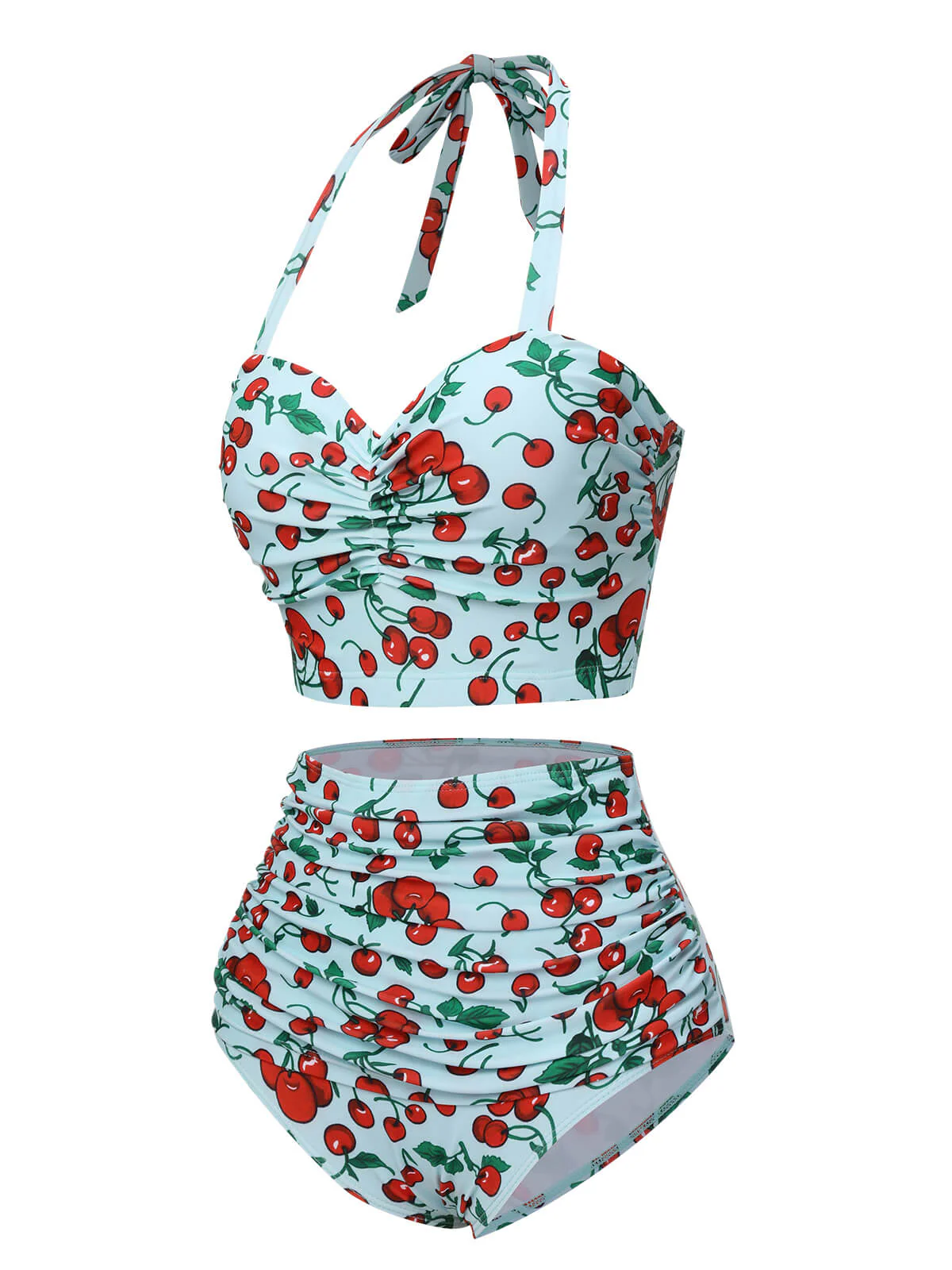 Maillot de bain d'été rétro cerise à licou années 1950 - Image 3