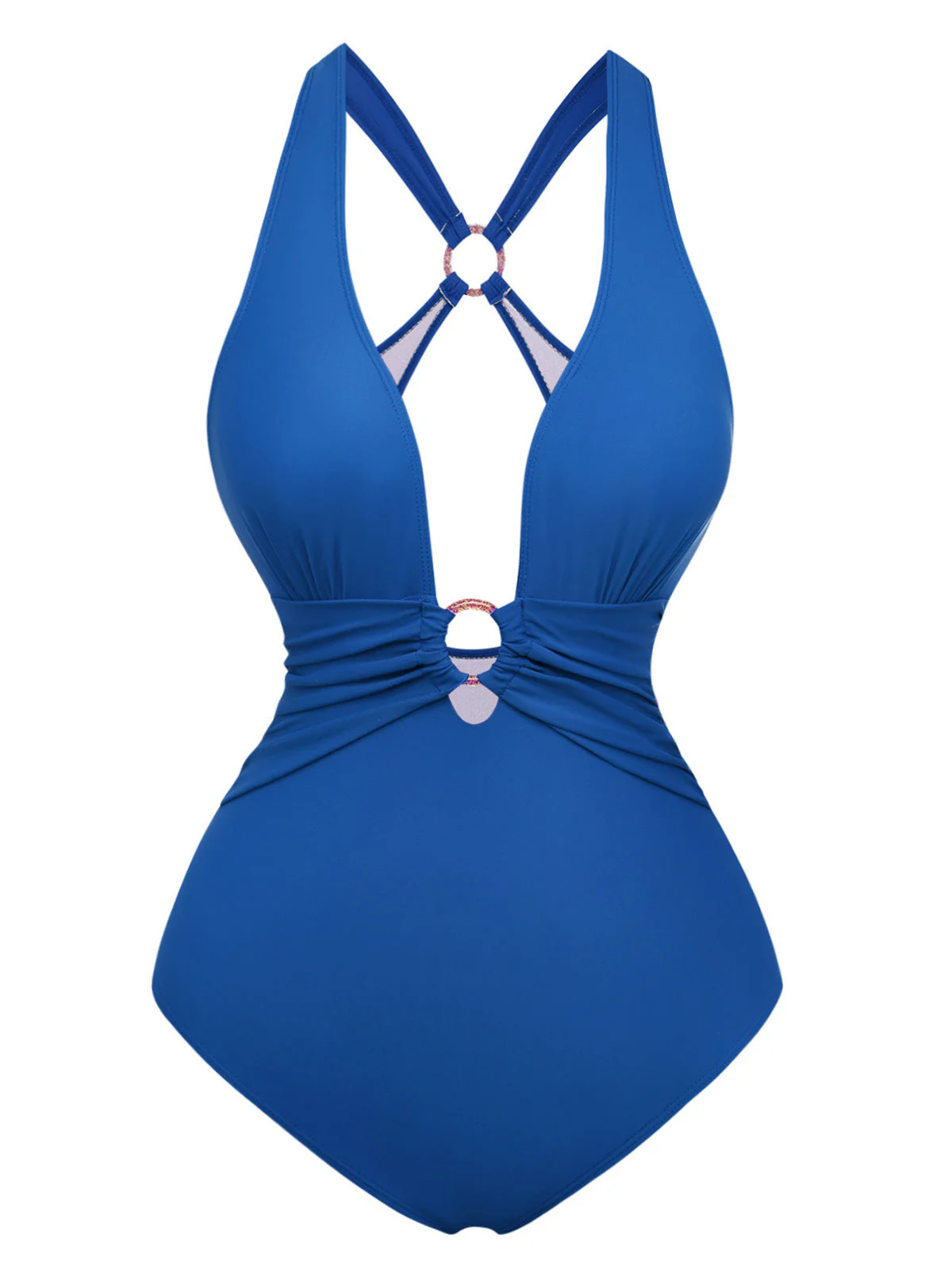 Maillot de bain décolleté plongeant fronces anneau métallique années 1960 - Image 10