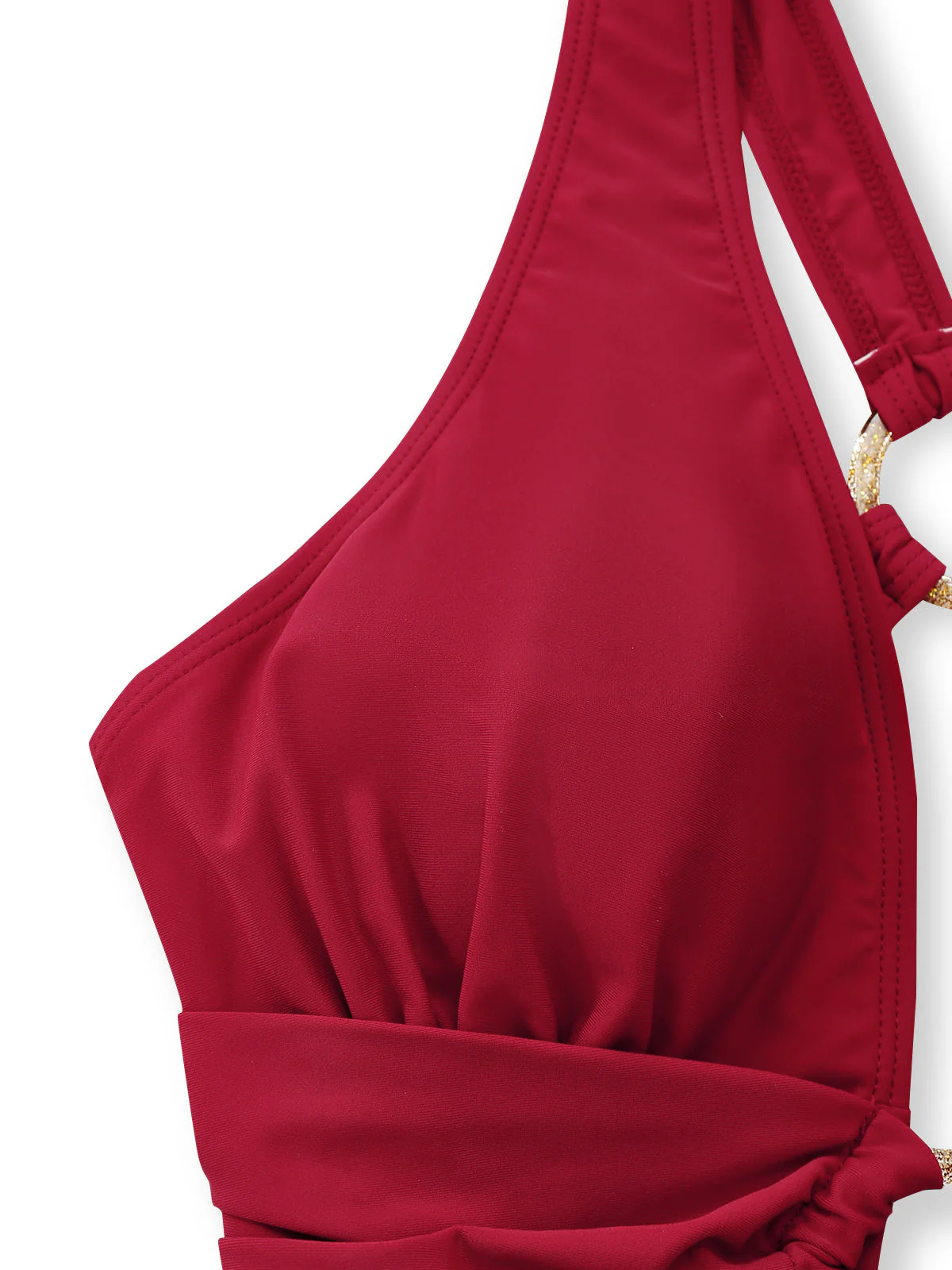 Maillot de bain décolleté plongeant fronces anneau métallique années 1960 - Image 4