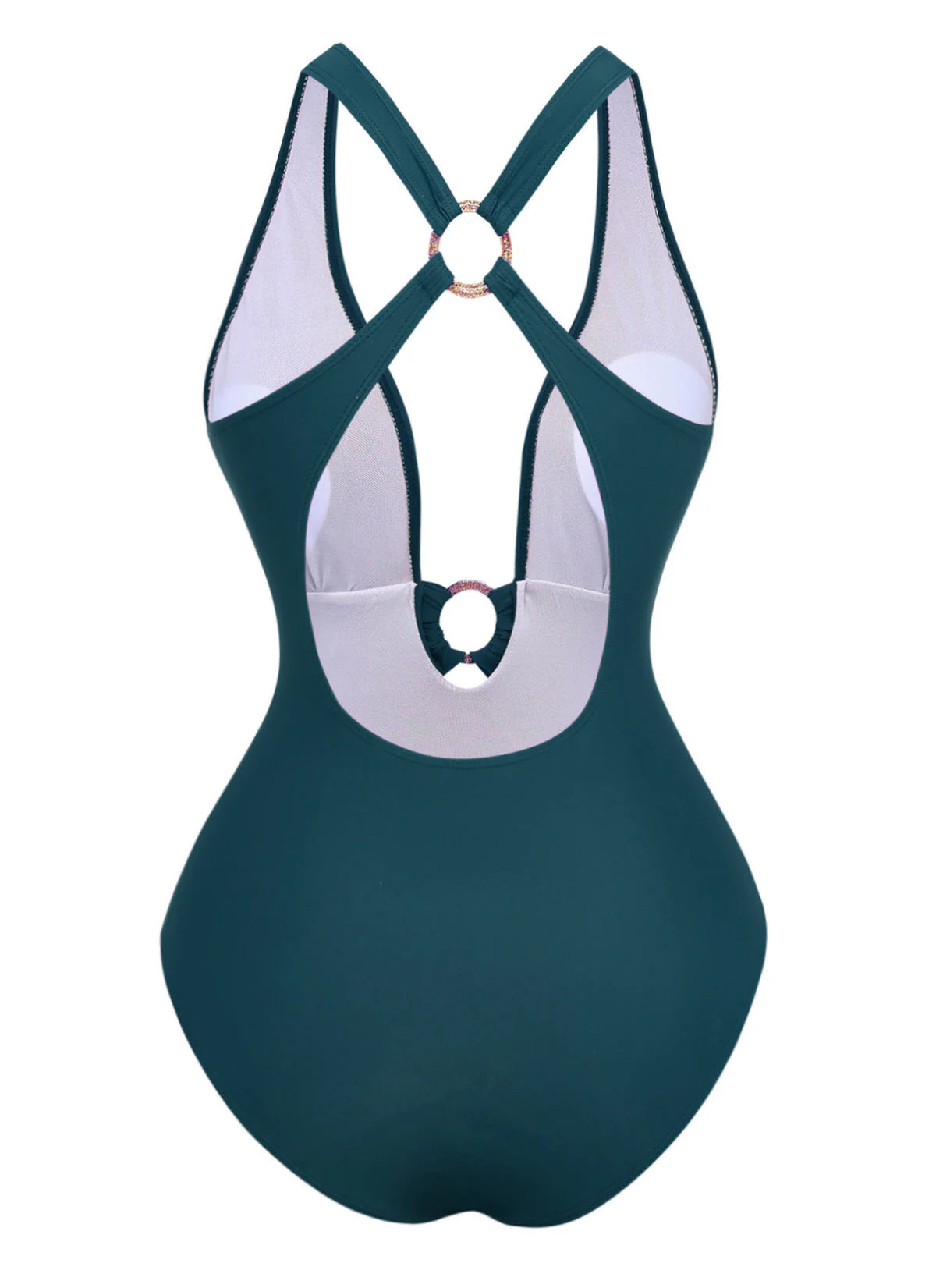 Maillot de bain décolleté plongeant fronces anneau métallique années 1960 - Image 9