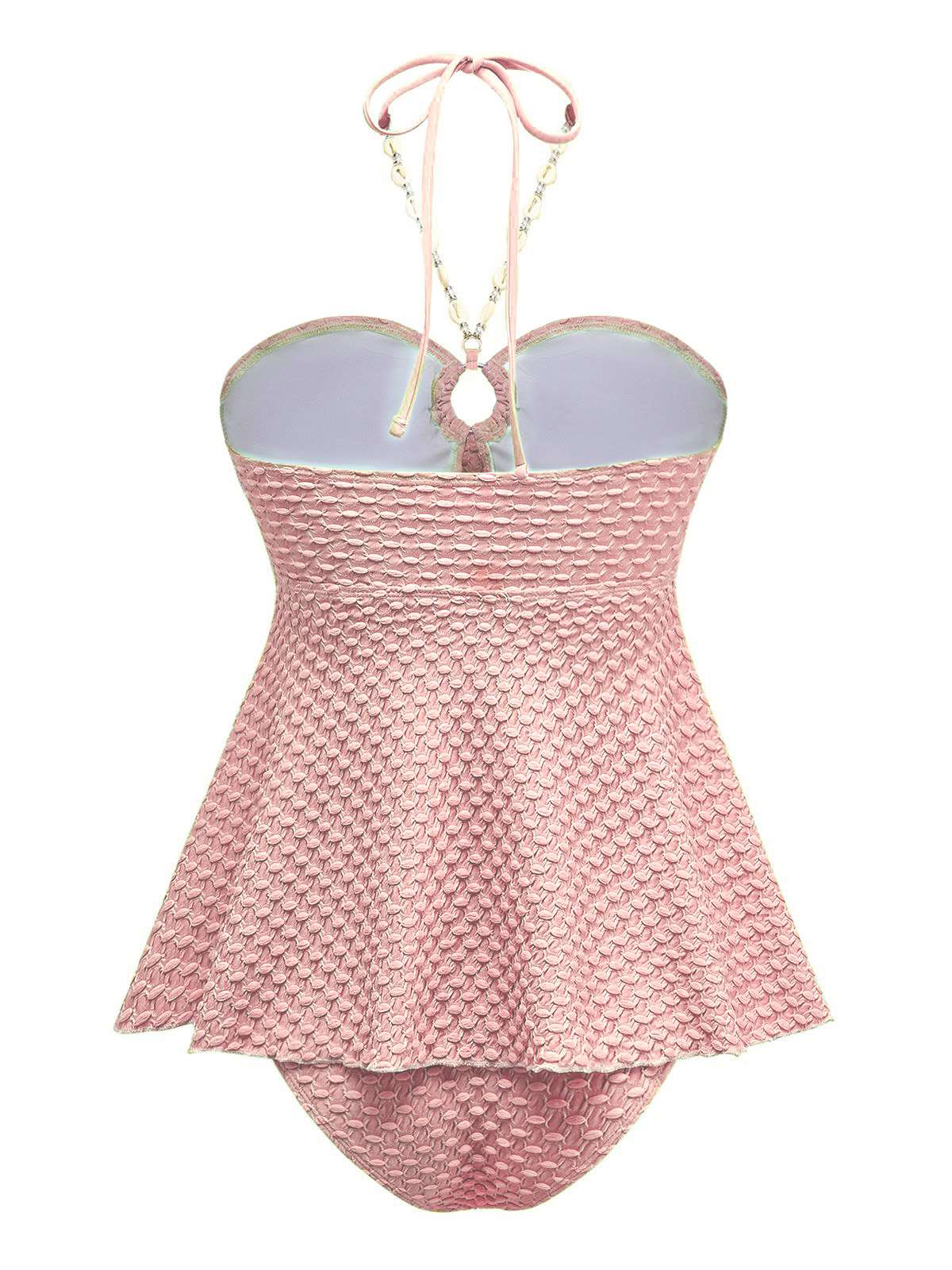 Maillot de bain dos nu à lacets et chaîne coquillages des années 1940 - Image 2