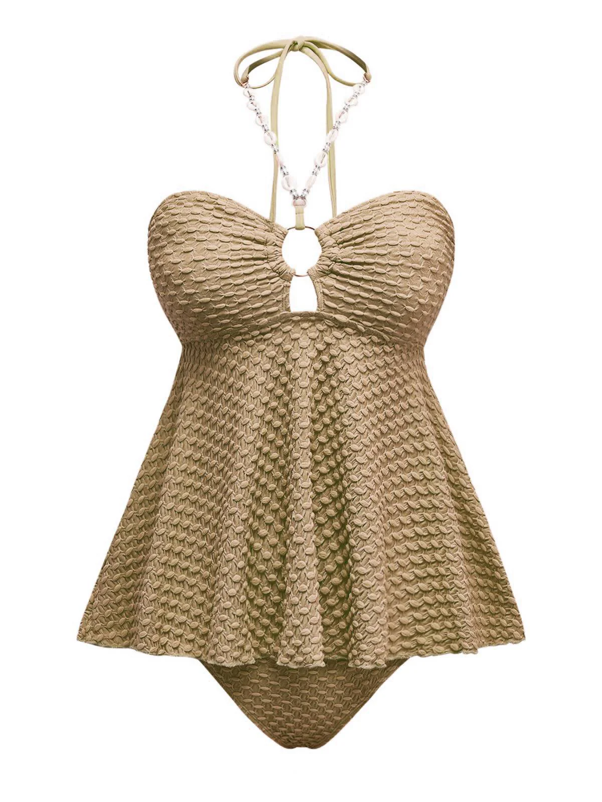 Maillot de bain dos nu à lacets et chaîne coquillages des années 1940 - Image 3