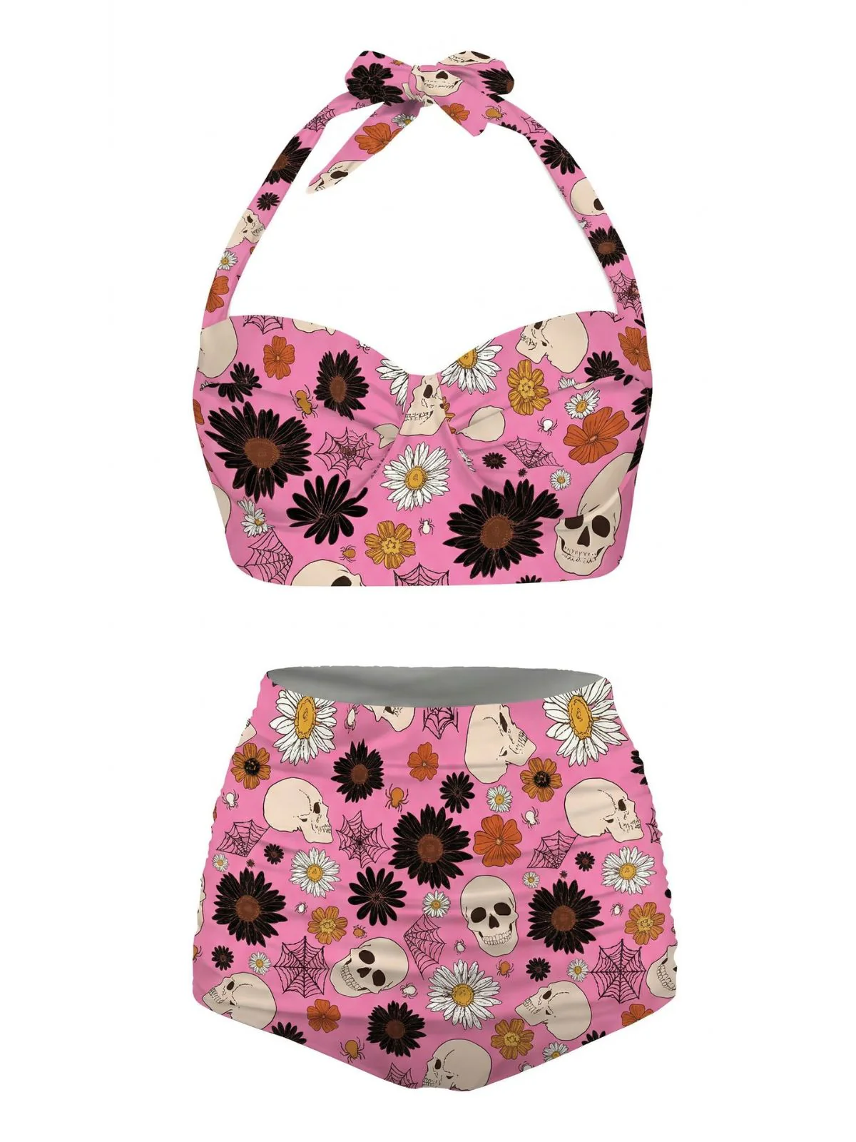 Maillot de bain dos nu à lacets imprimé floral noir des années 1950 - Image 11