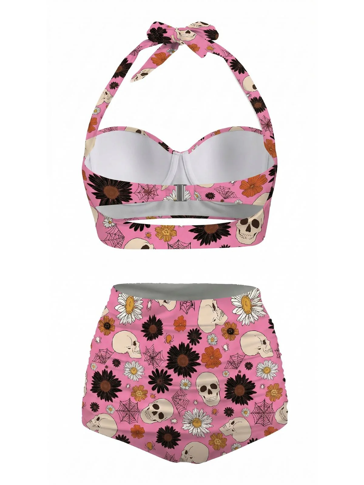 Maillot de bain dos nu à lacets imprimé floral noir des années 1950 - Image 12