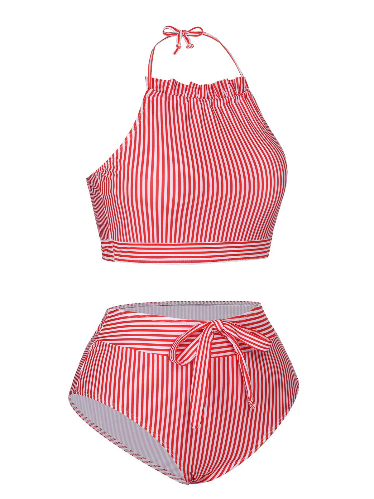 Maillot de bain dos nu à nœud rayé rouge et blanc des années 1930 - Image 2