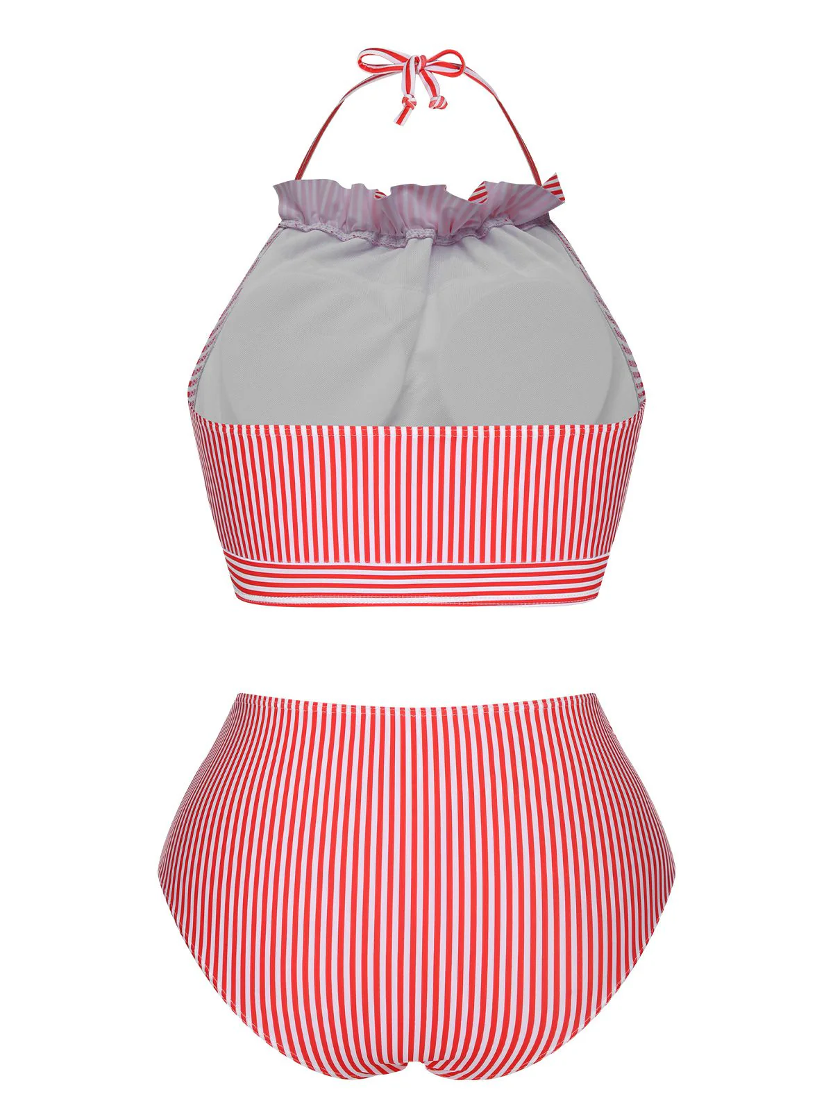 Maillot de bain dos nu à nœud rayé rouge et blanc des années 1930 - Image 3