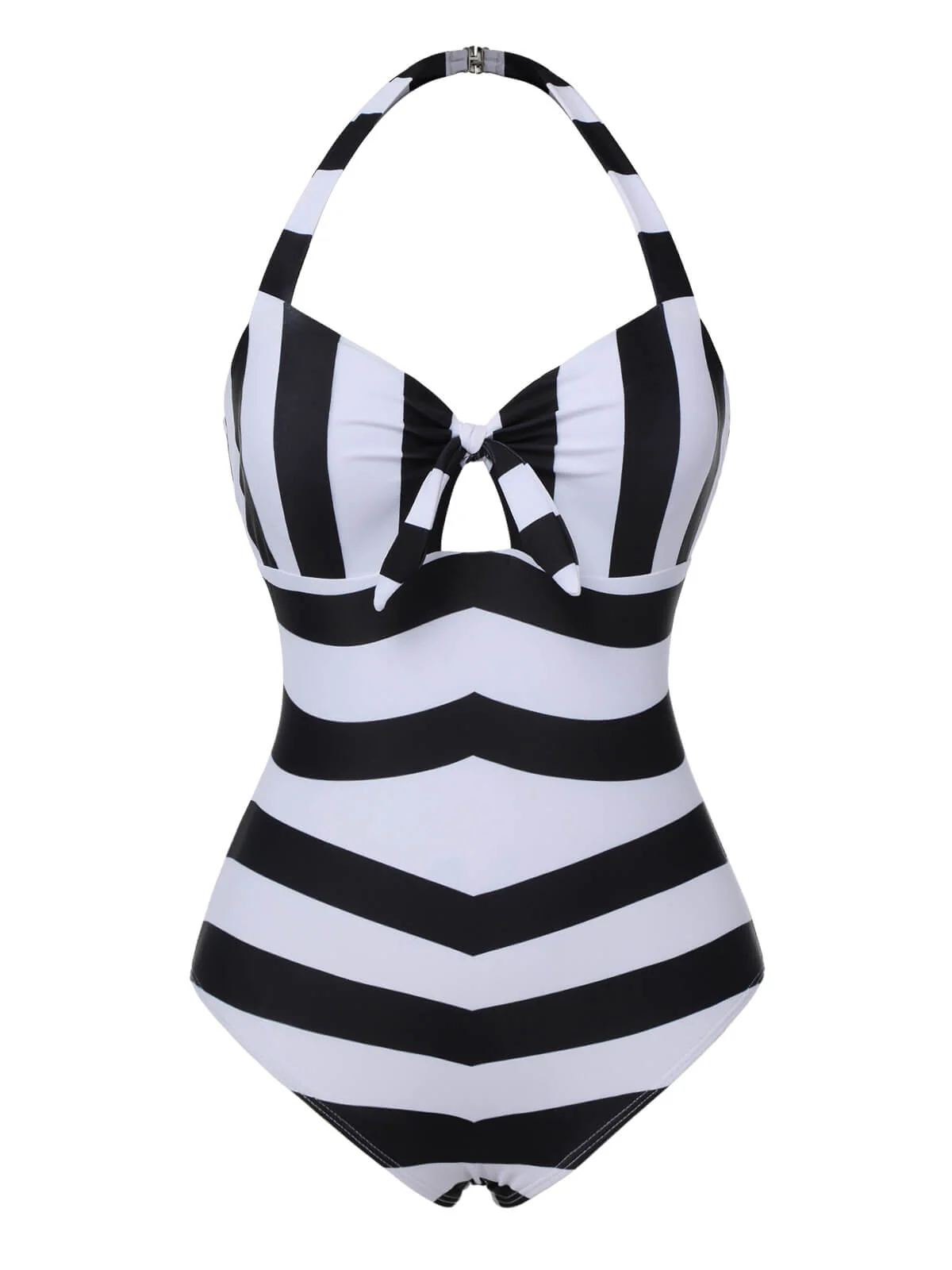Maillot de bain dos nu à rayures noir et blanc des années 1950 - Image 4