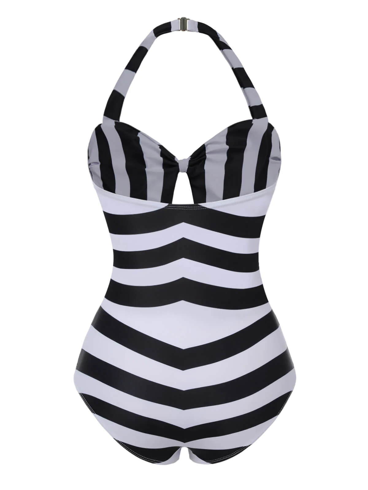 Maillot de bain dos nu à rayures noir et blanc des années 1950 - Image 6