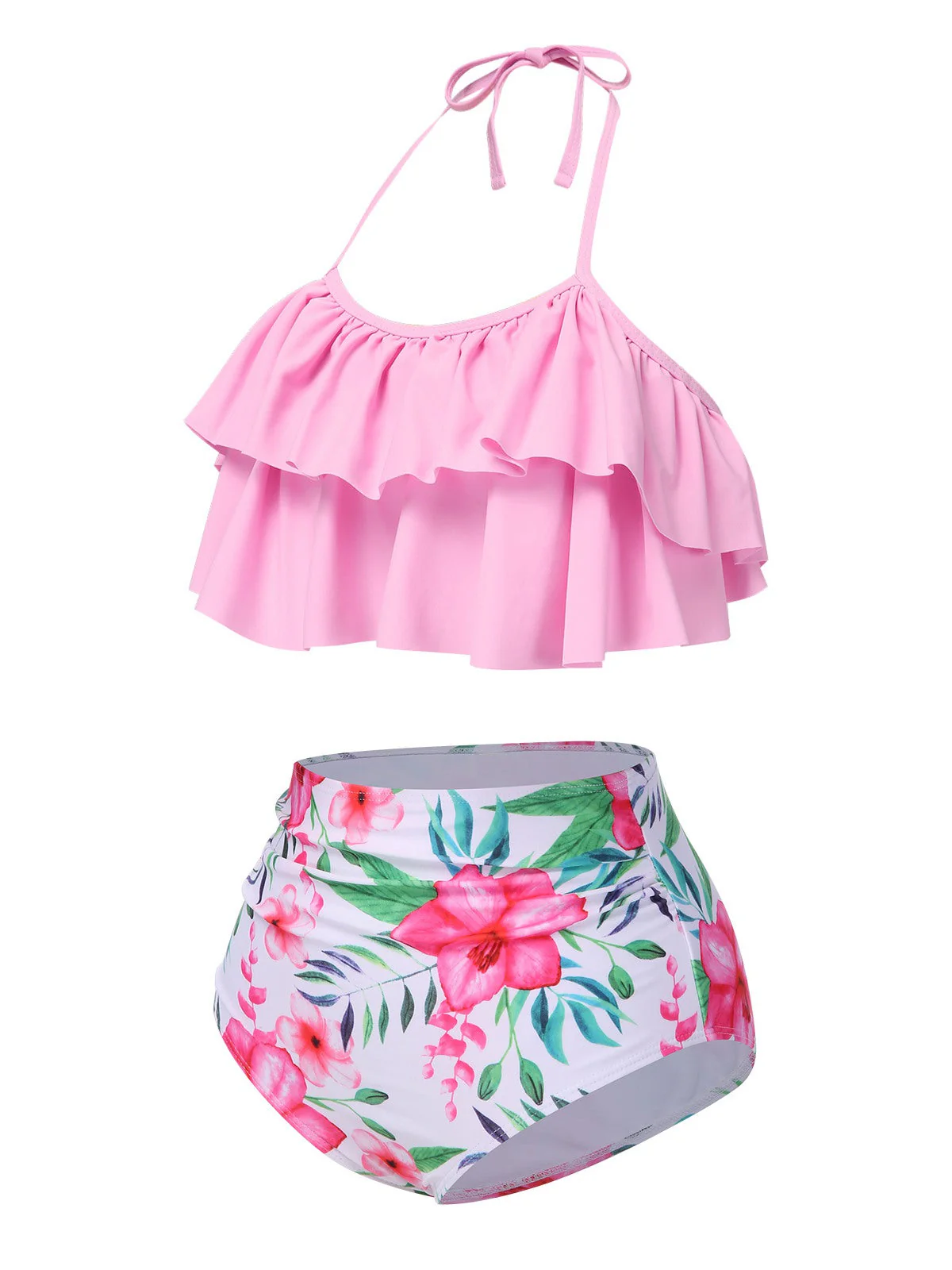 Maillot de bain dos nu à volants rose des années 1930 - Image 2