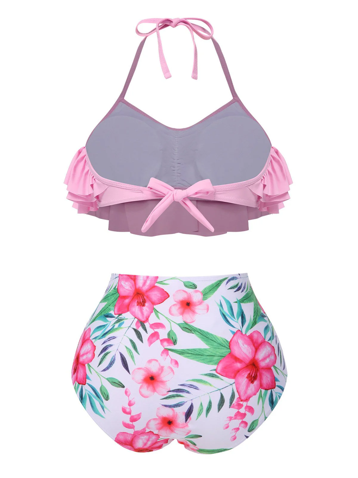 Maillot de bain dos nu à volants rose des années 1930 - Image 3